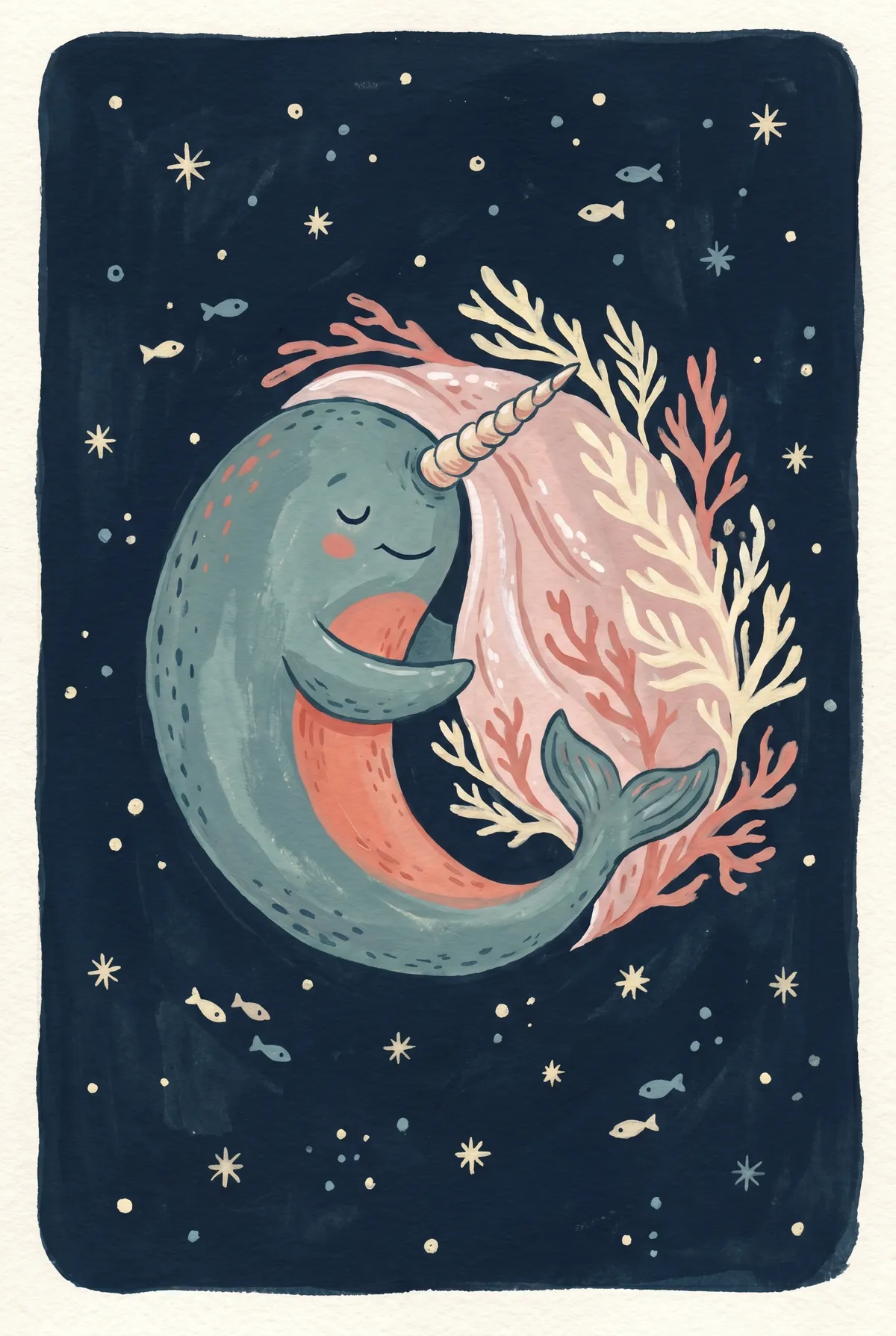 Sleeping Narwhal Print