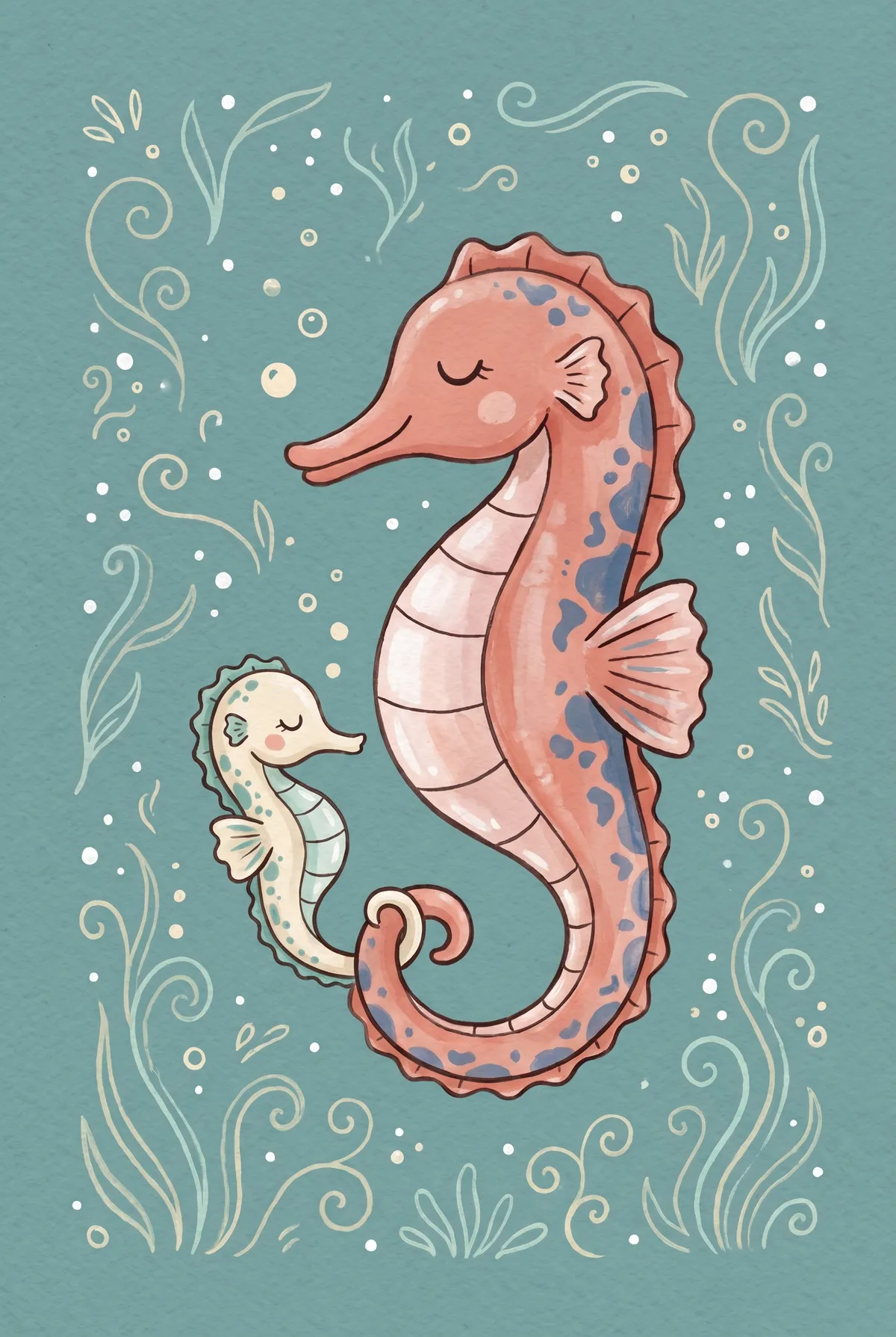 Mama & Baby Seahorse Print