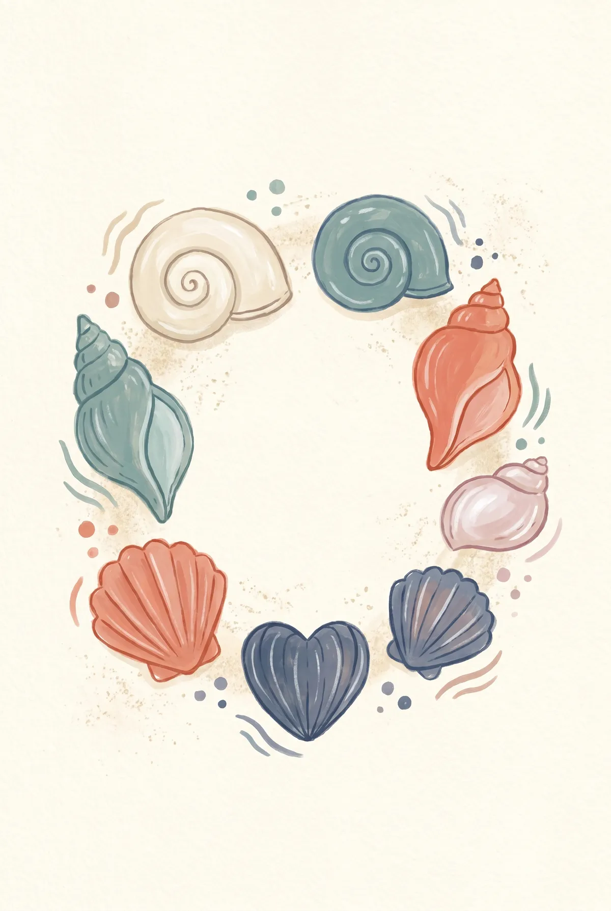Seashell Wreath Print