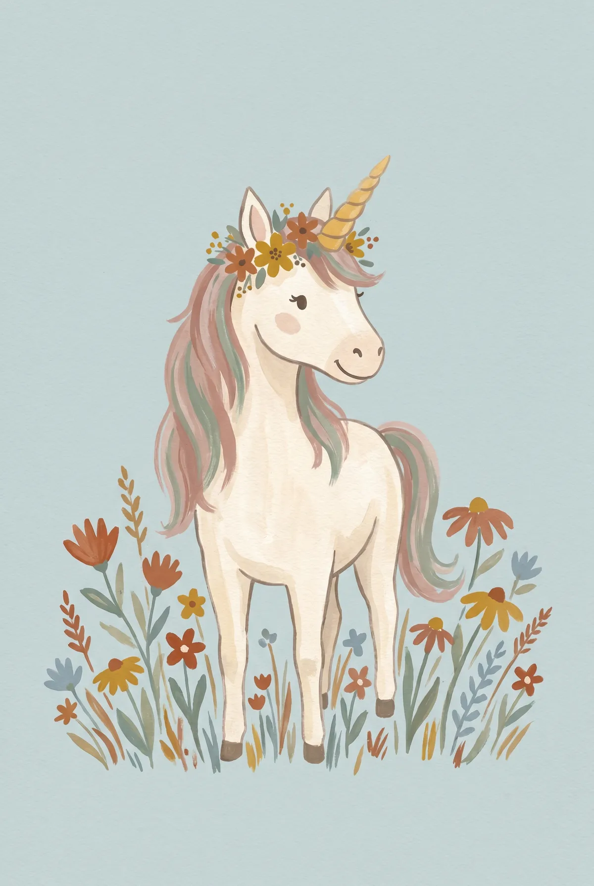 Unicorn Wildflower Meadow Print