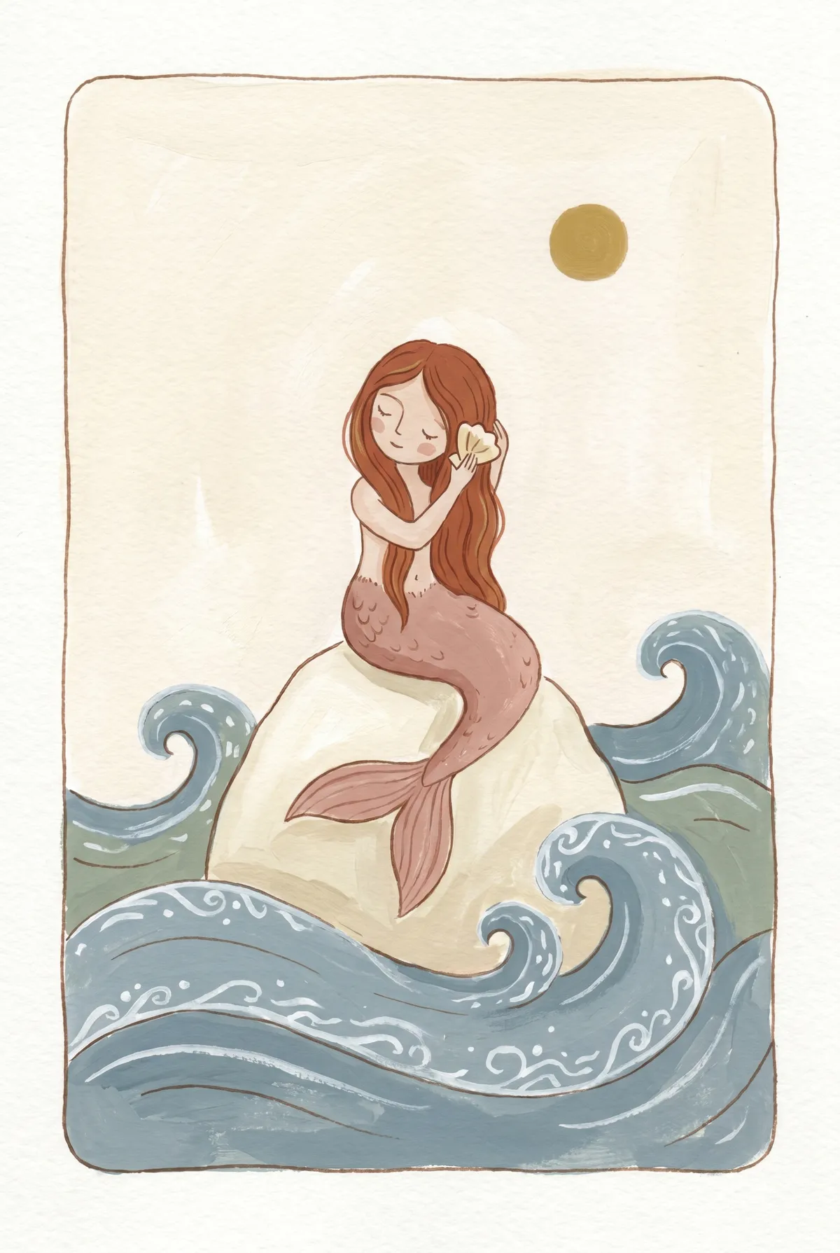 Mermaid on Rock Print