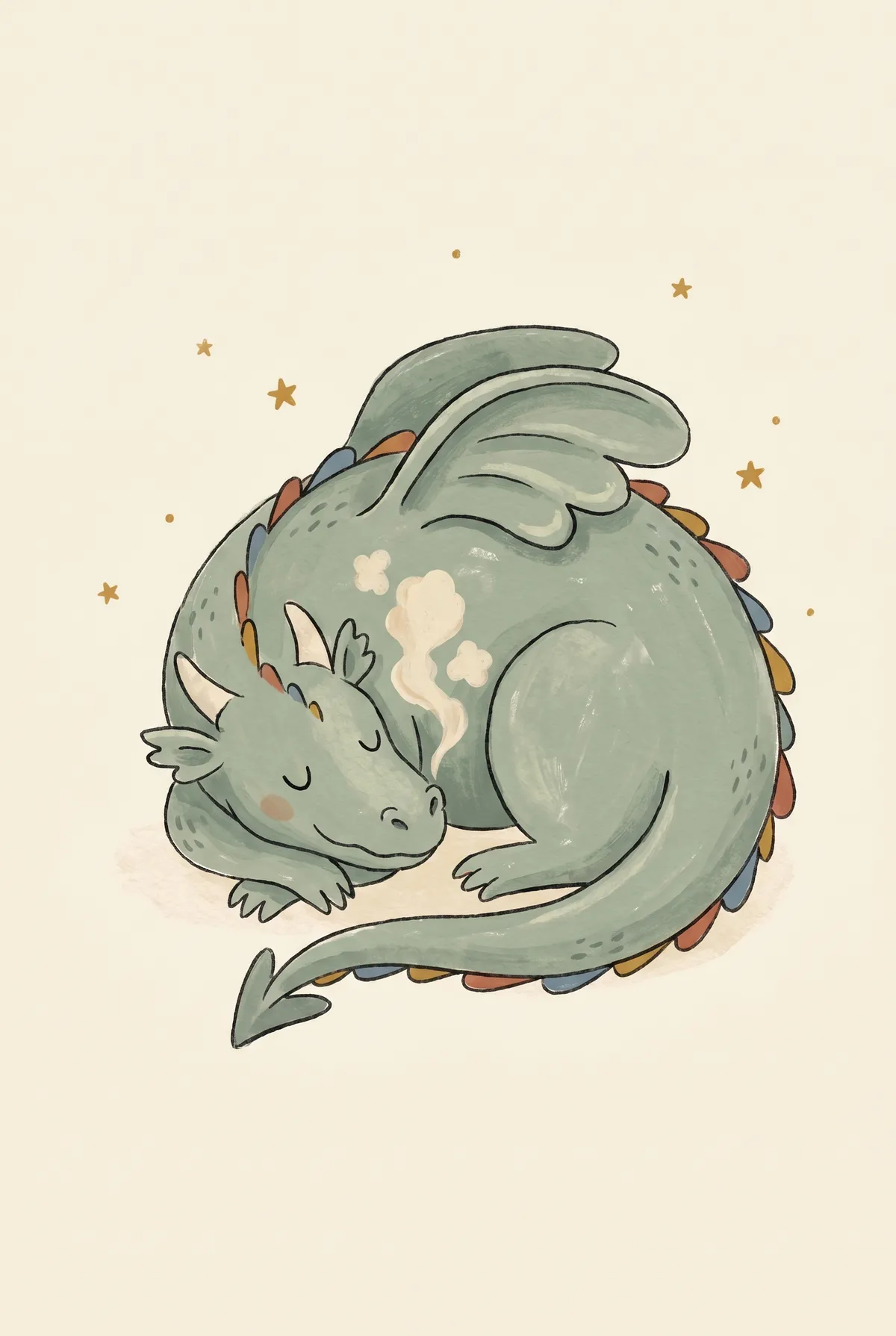 Sleeping Baby Dragon Print
