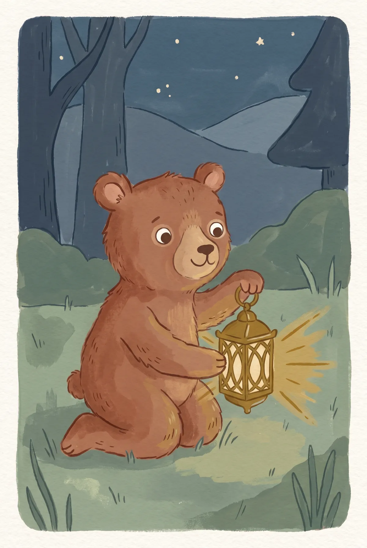 Bear with Lantern Print