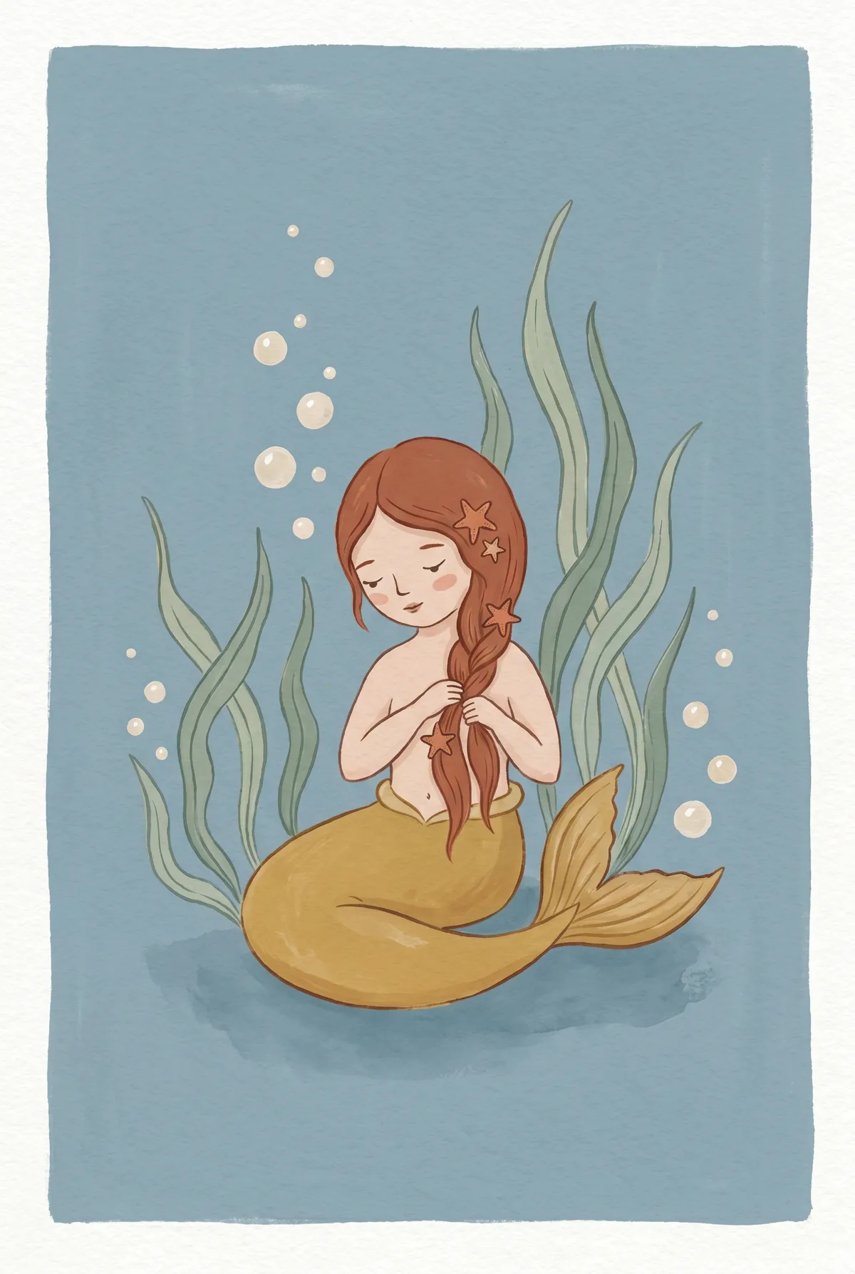 Mermaid Braiding Hair Print