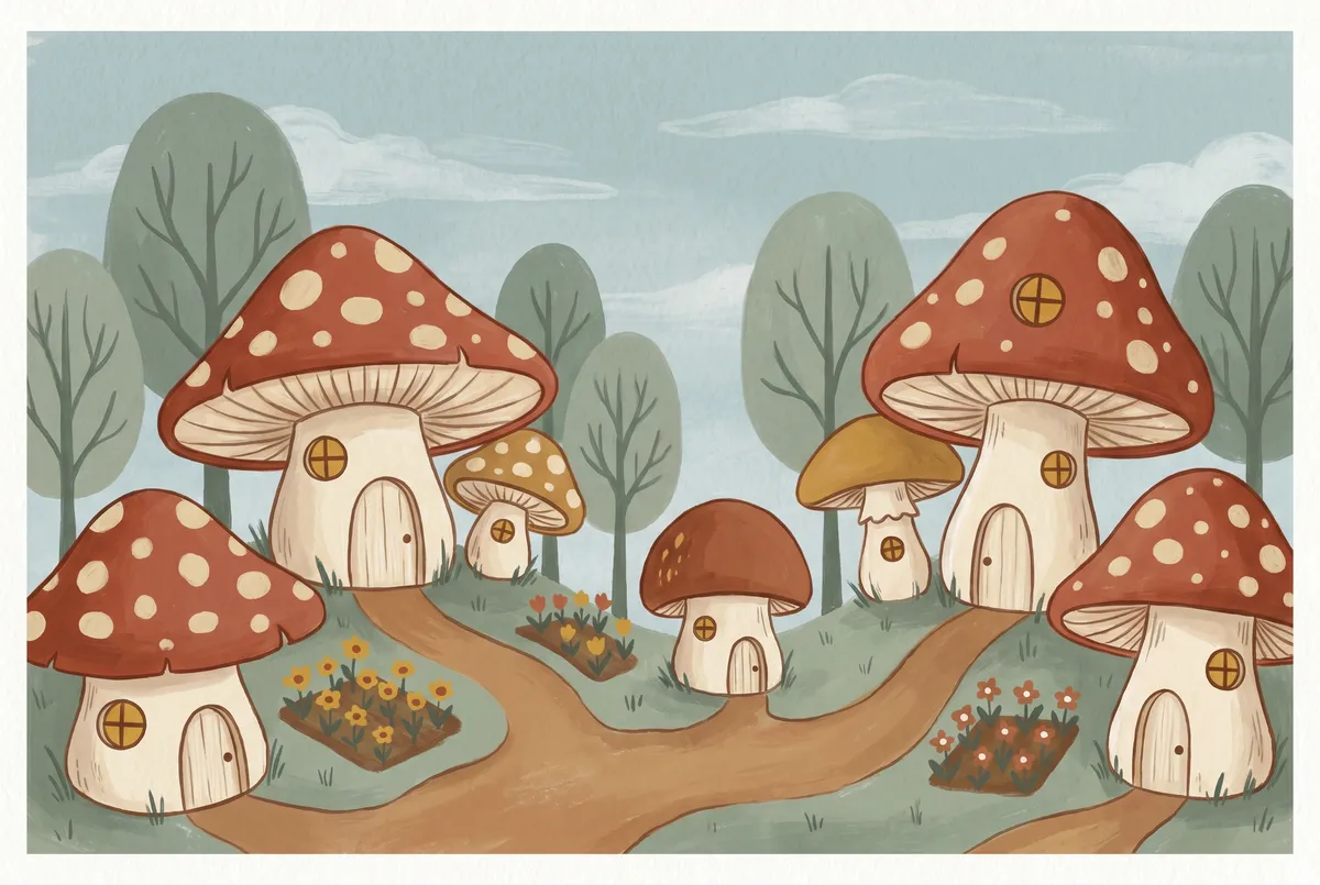 Mushroom Village Print