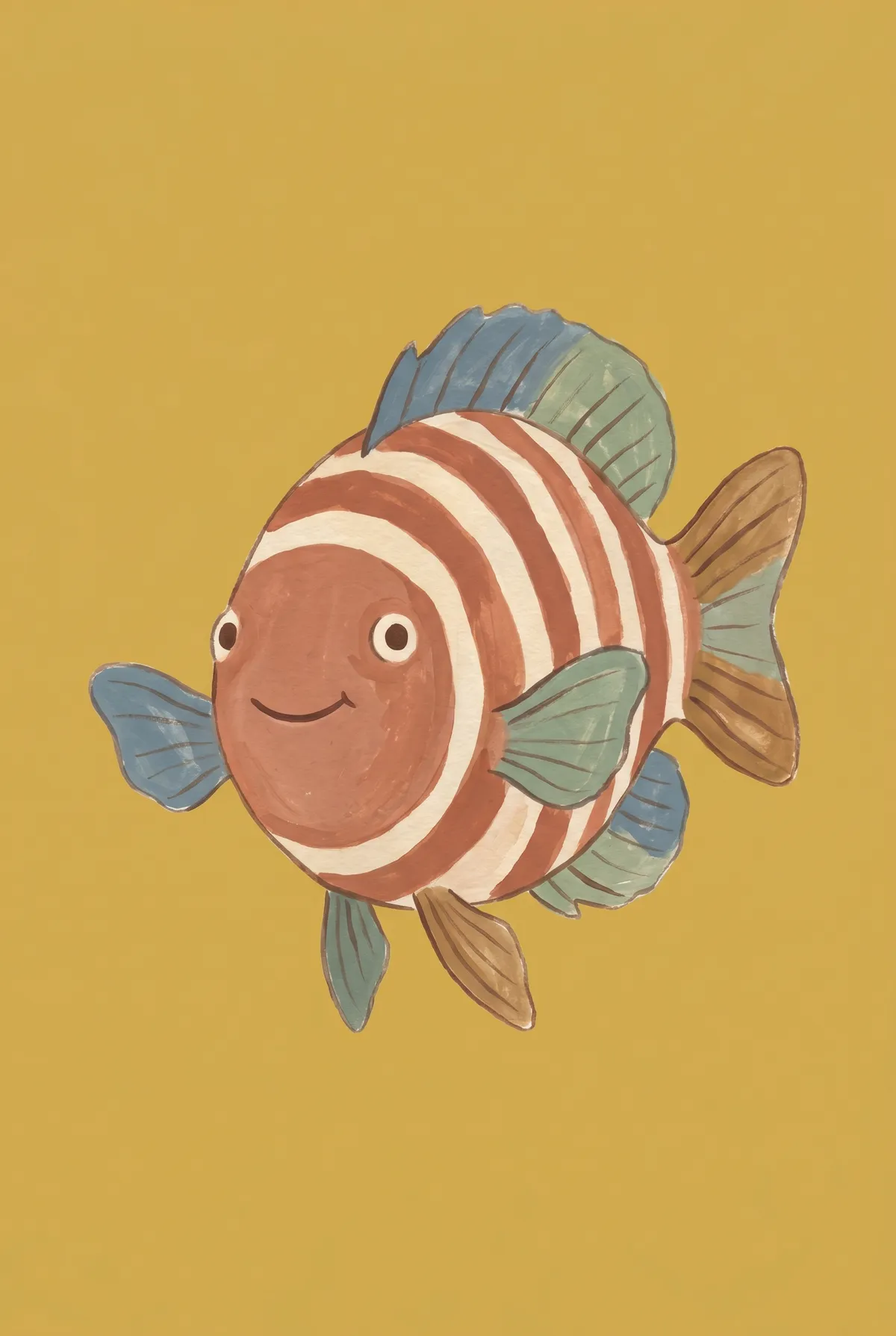 Smiling Striped Fish Print