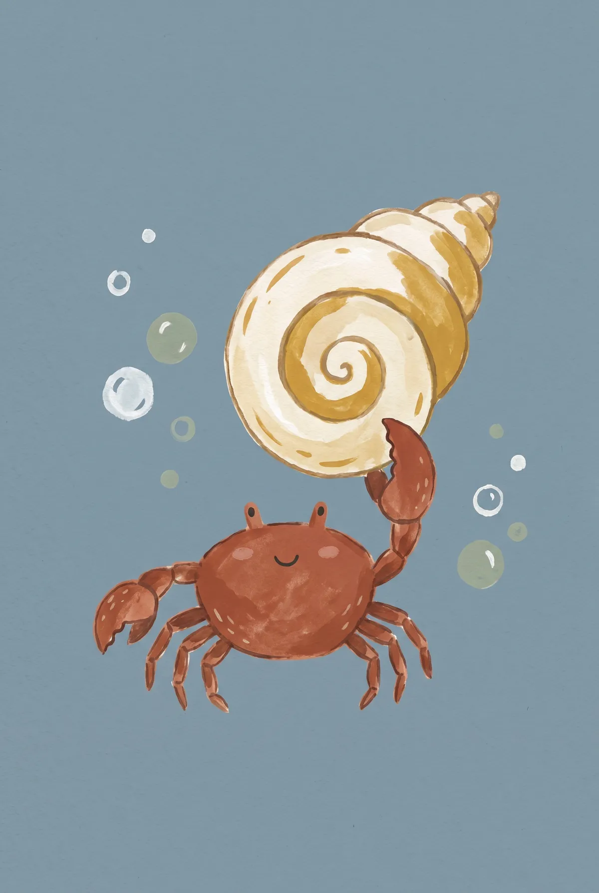 Crab and Seashell Print