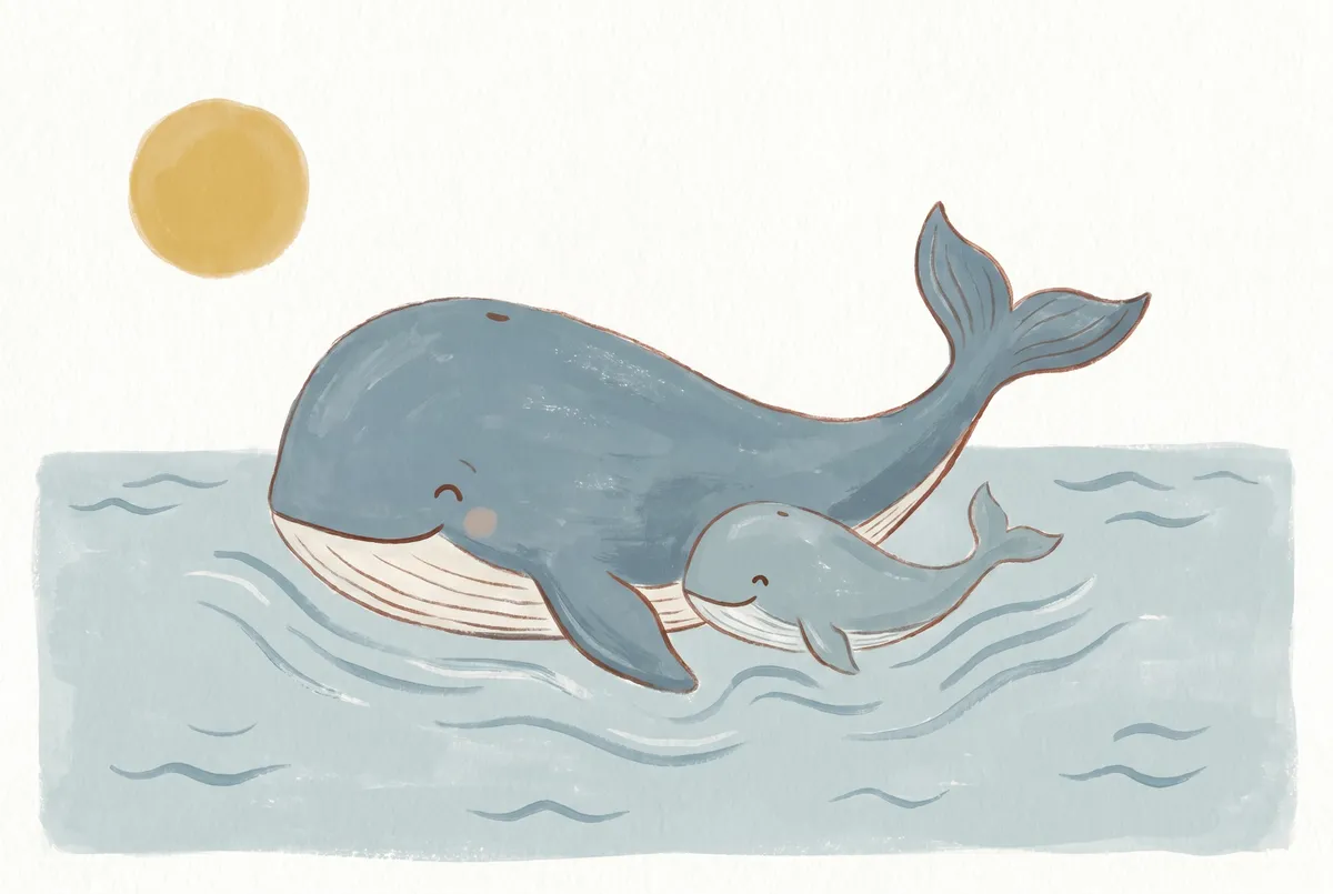 Mama and Baby Whale Print