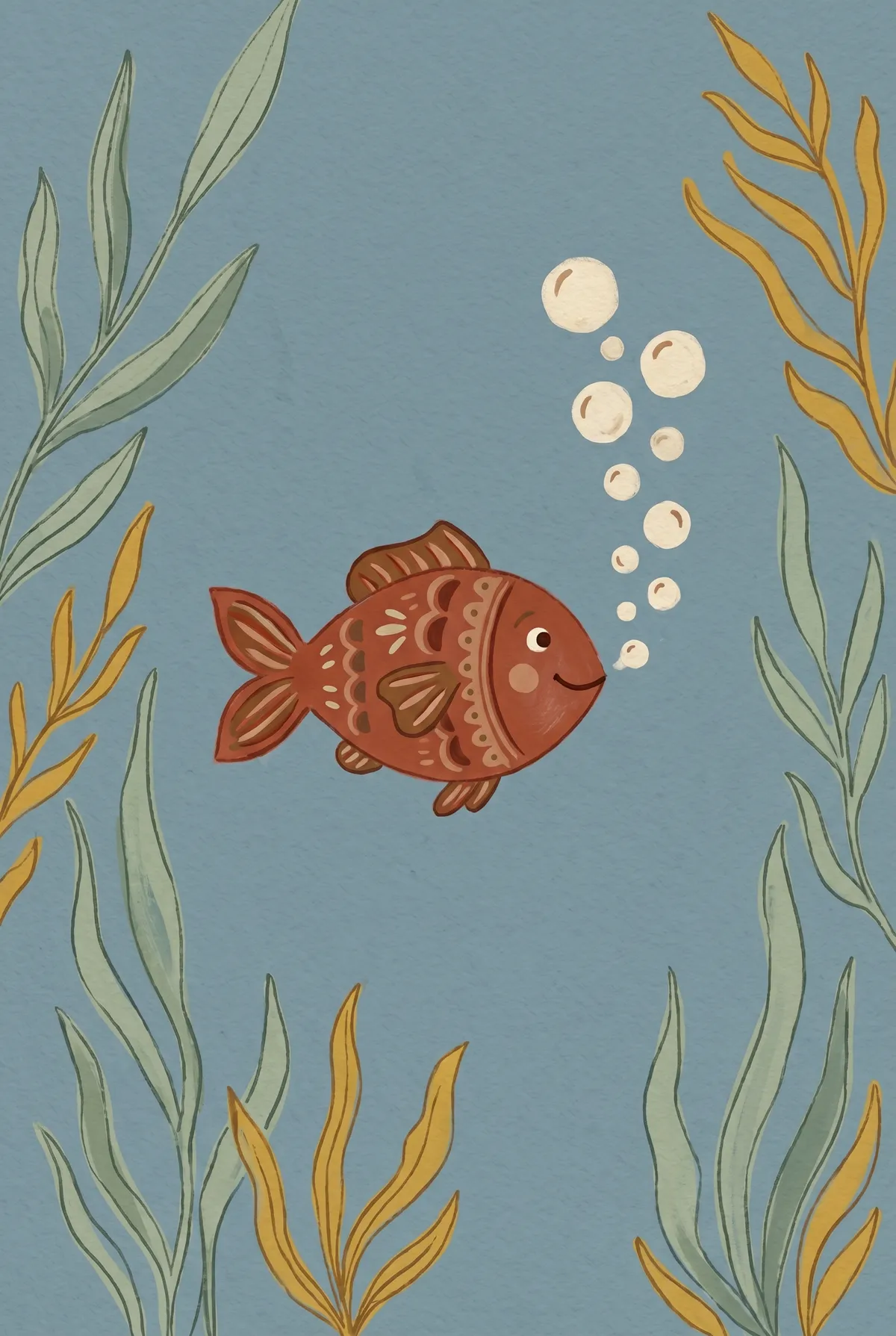 Folk Goldfish Print