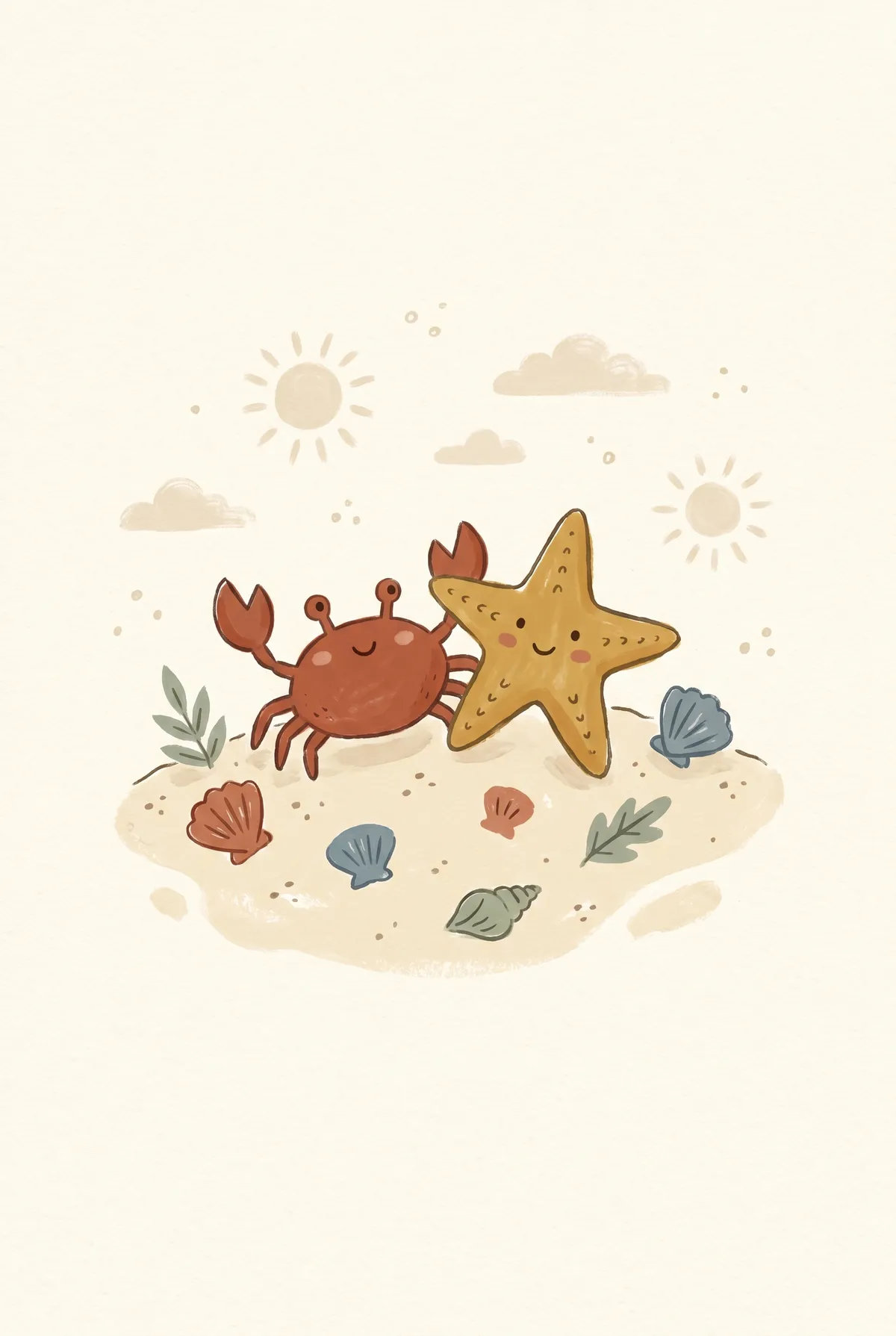 Crab and Starfish Print