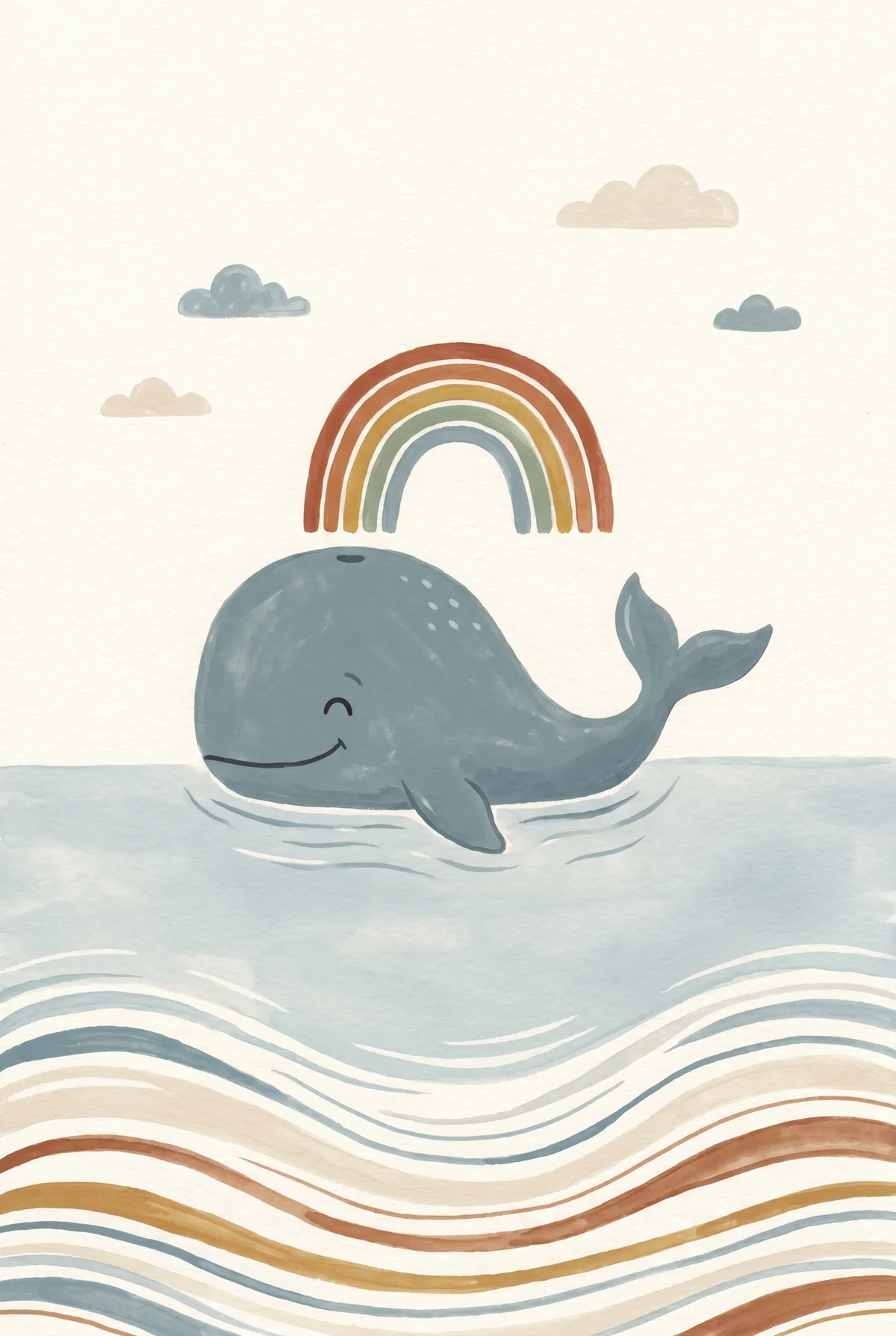Whale and Rainbow Print