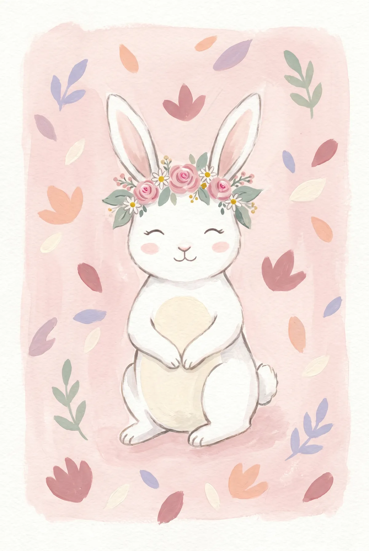 Floral Crown Bunny Print