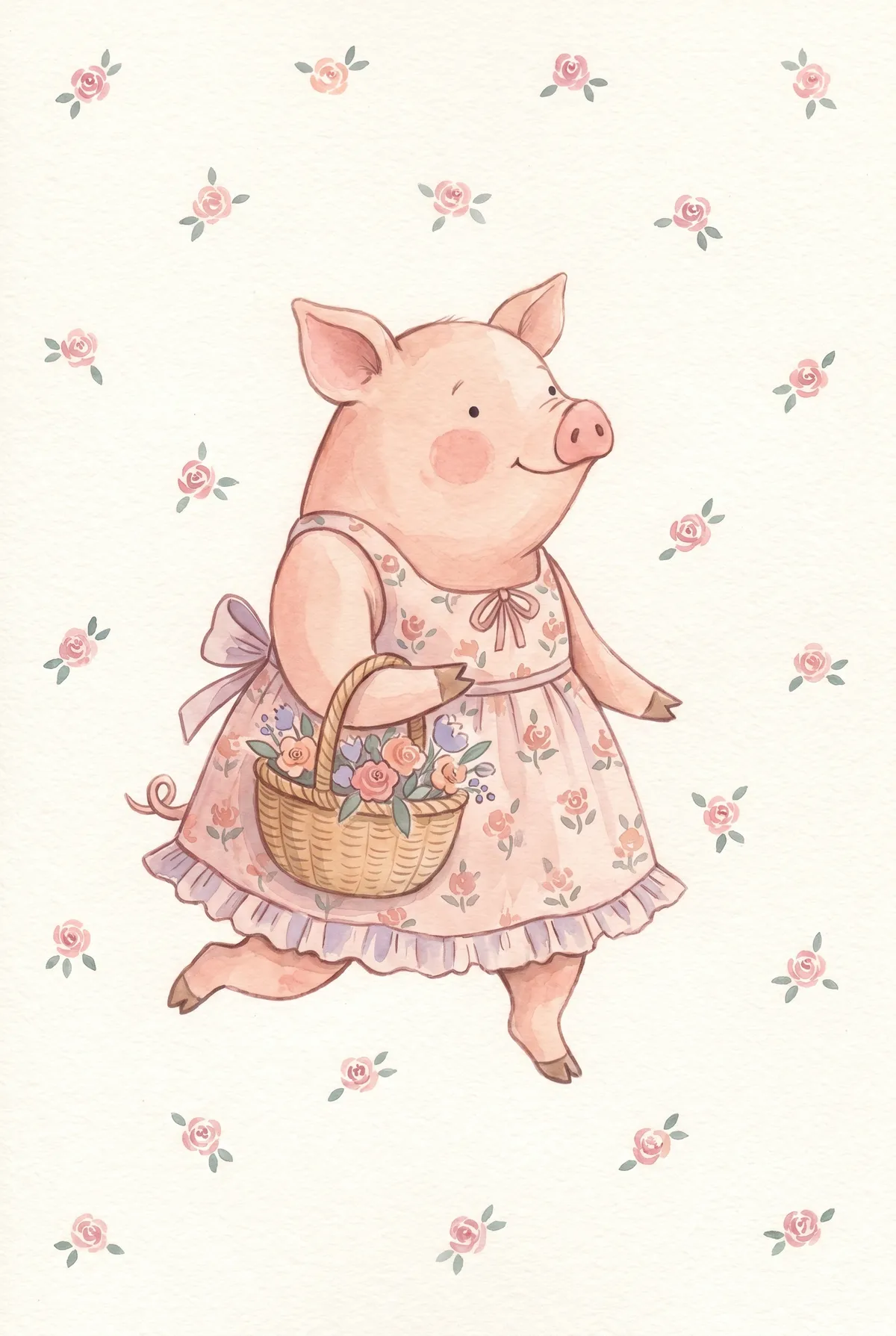 Pig in Floral Sundress Print