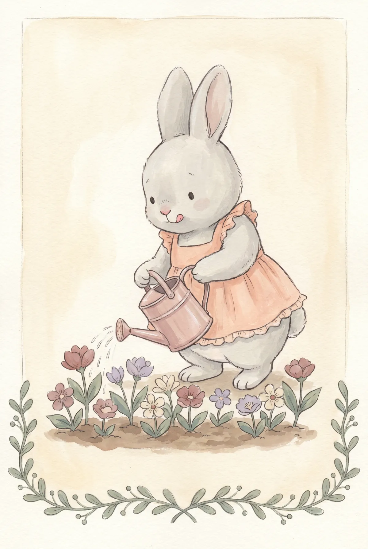 Bunny with Watering Can Print