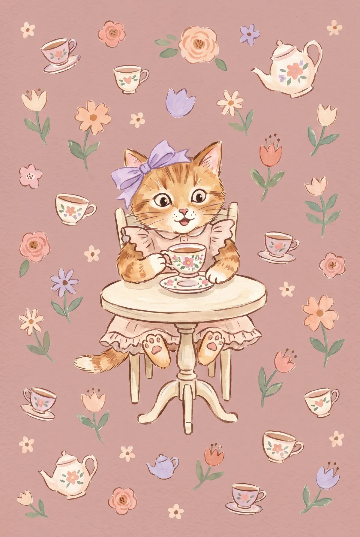 Kitten Tea Party Print