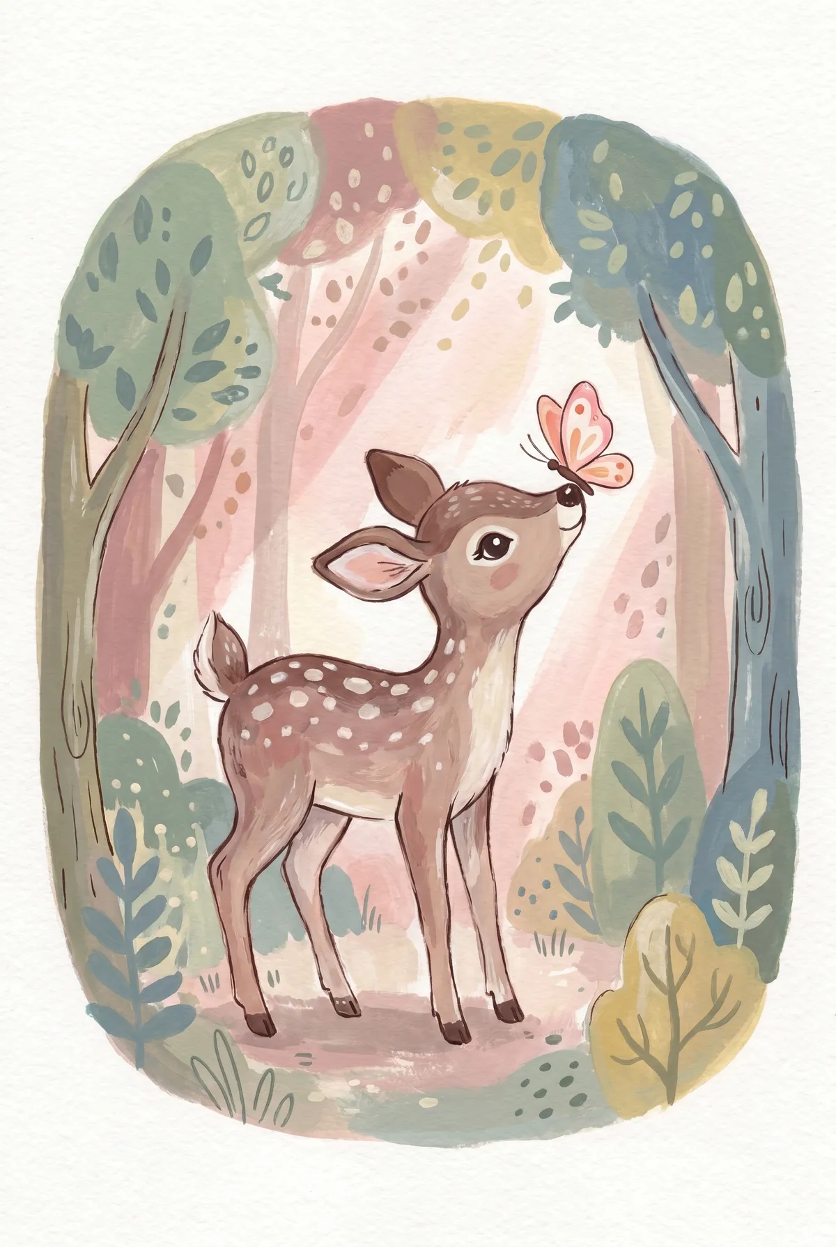 Fawn and Butterfly Print