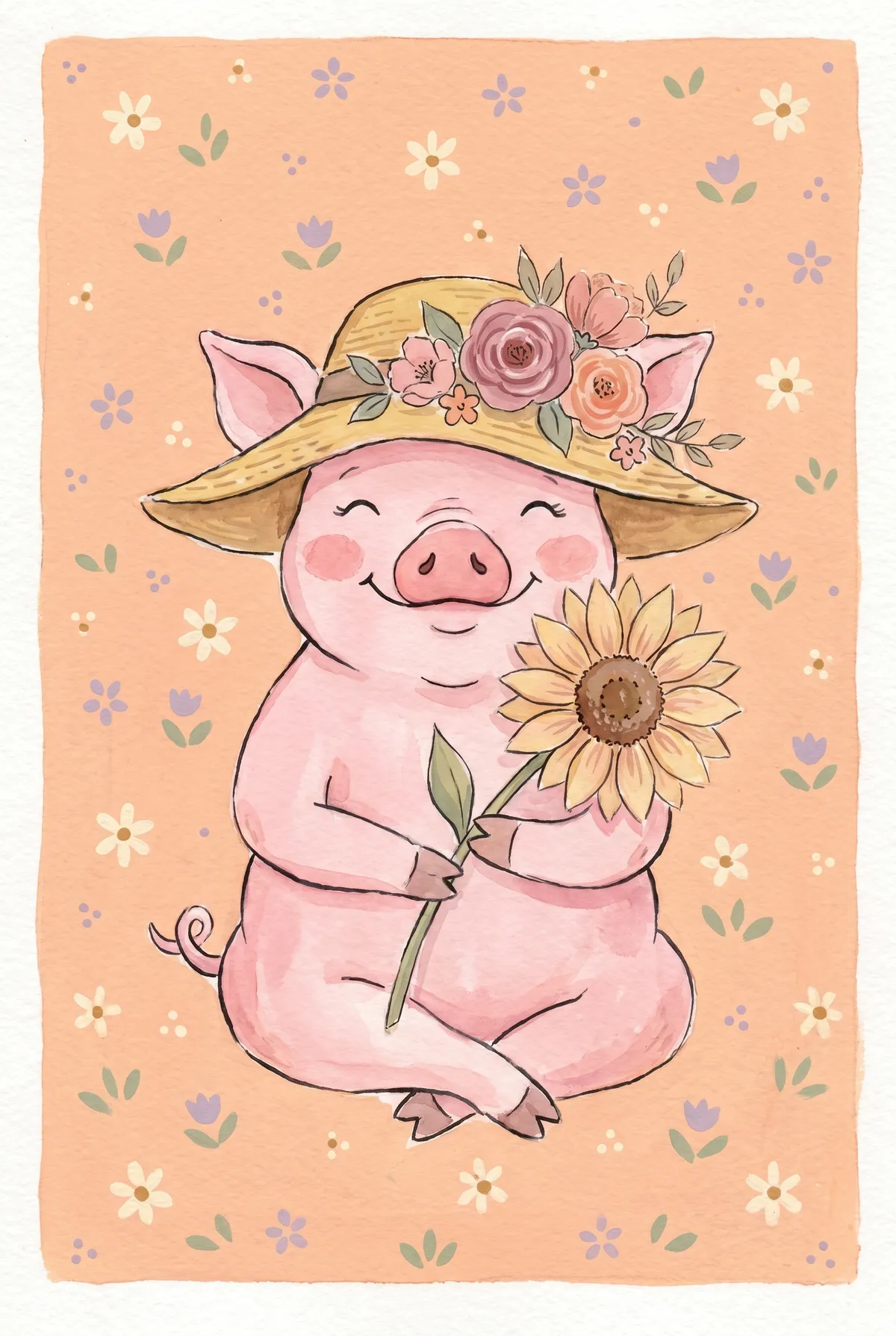 Sunflower Pig Print