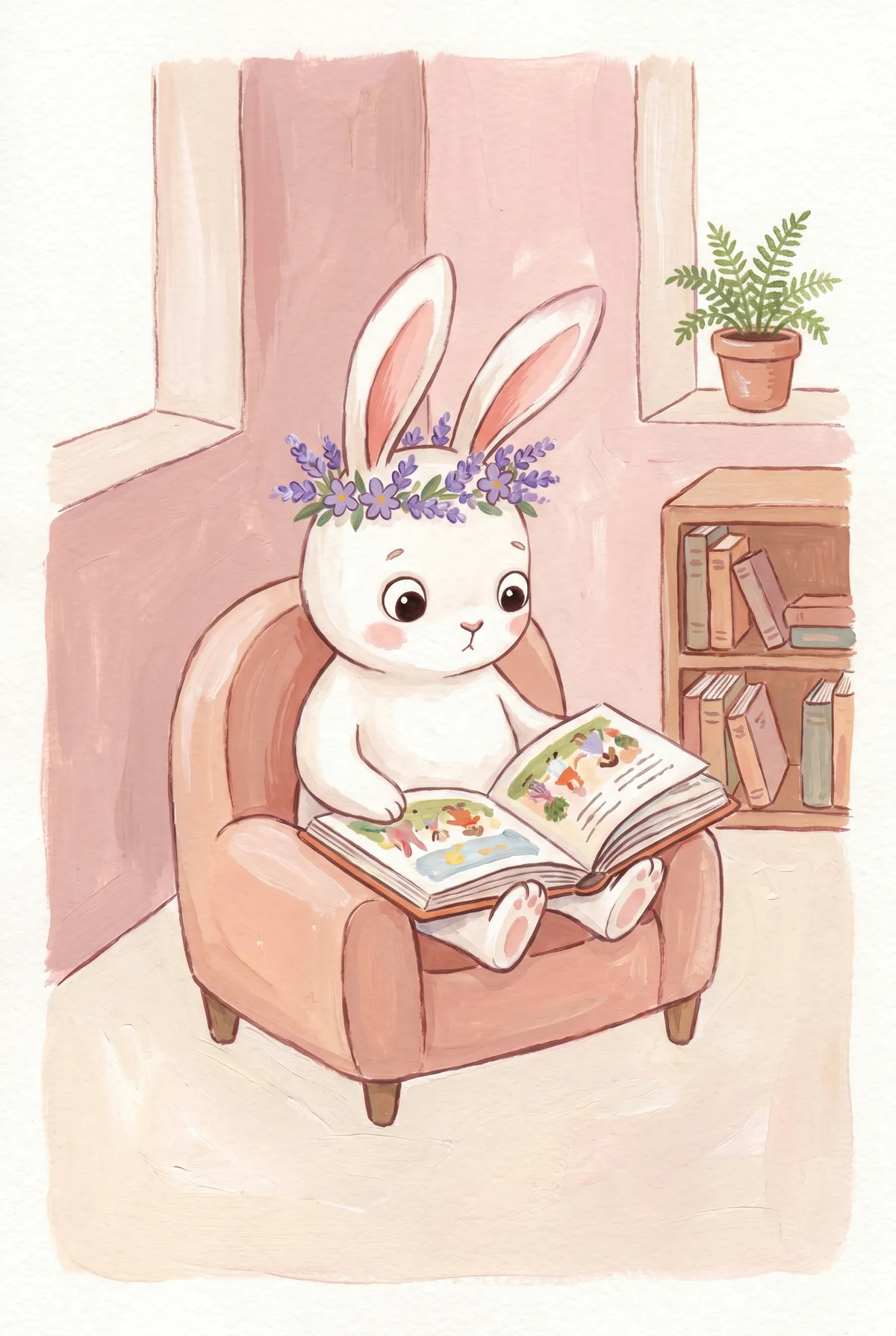 Bunny Reading Print