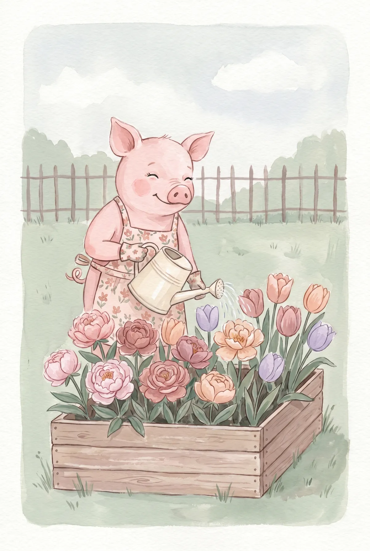 Gardening Pig Print