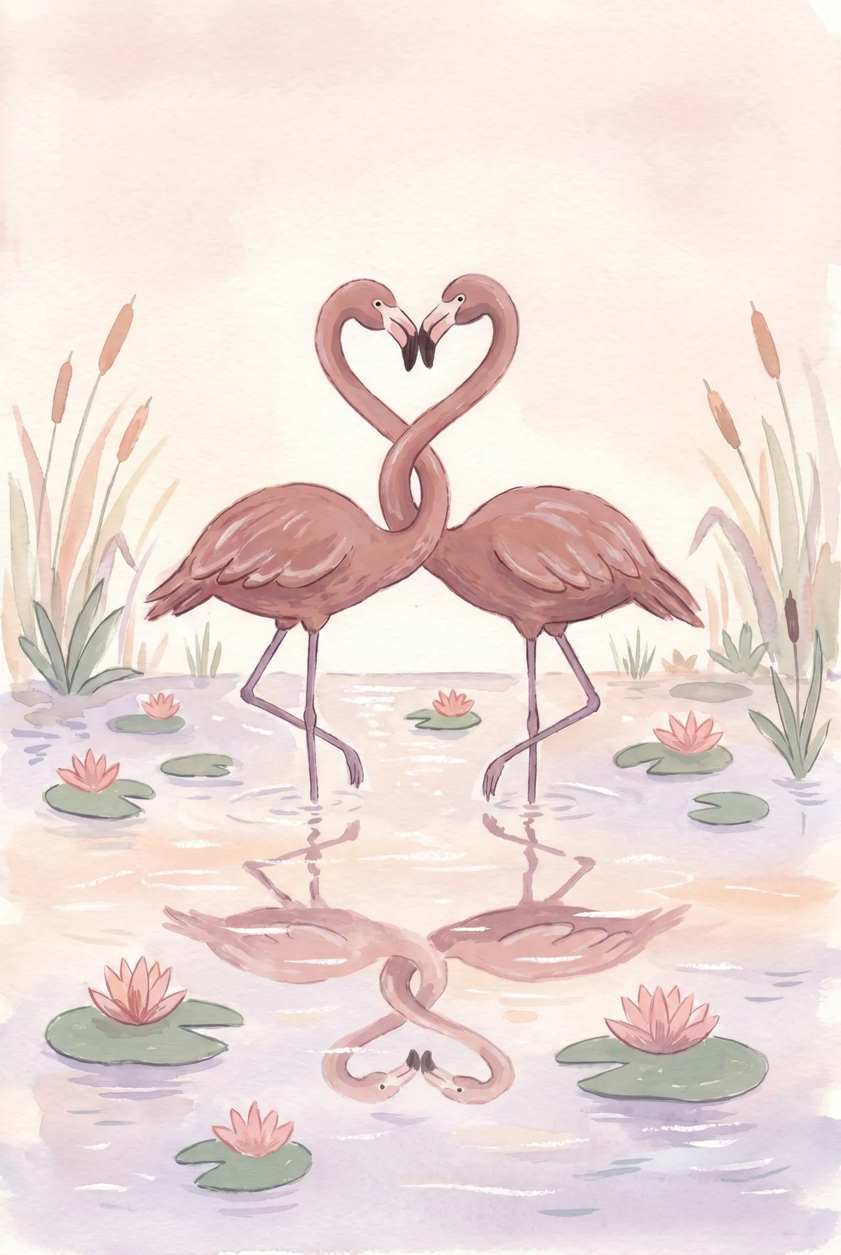 Flamingo Heart Print
