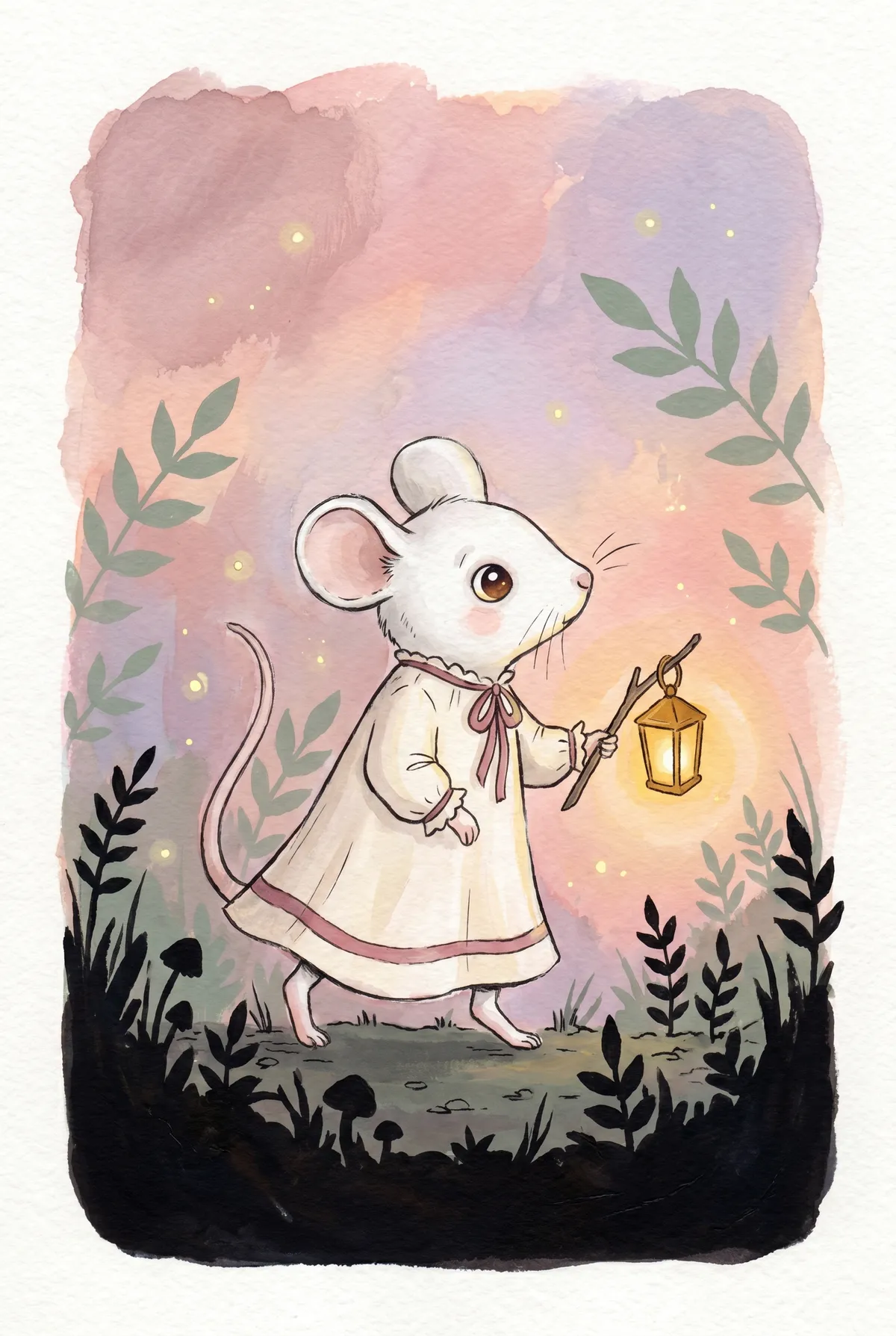 Mouse with Lantern Print