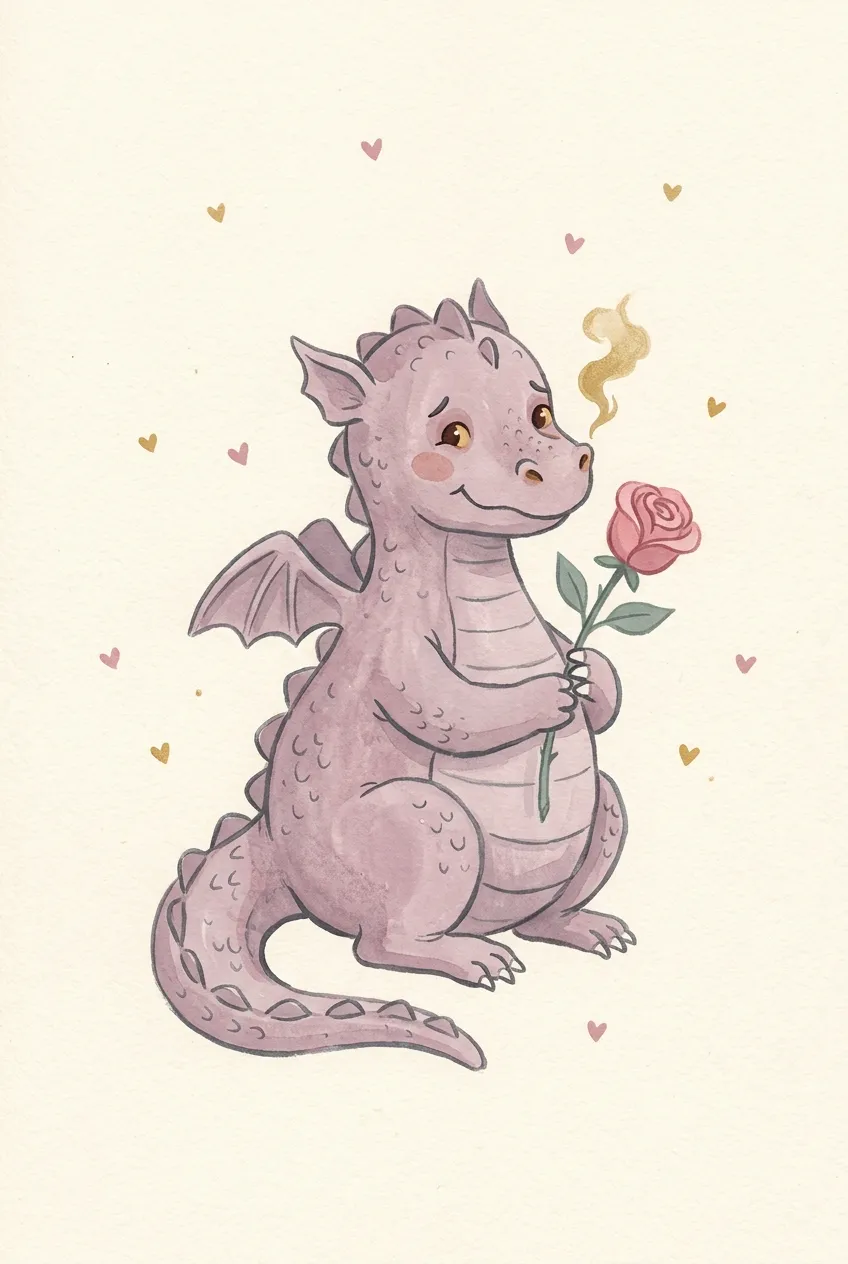Pink Dragon with Rose Print