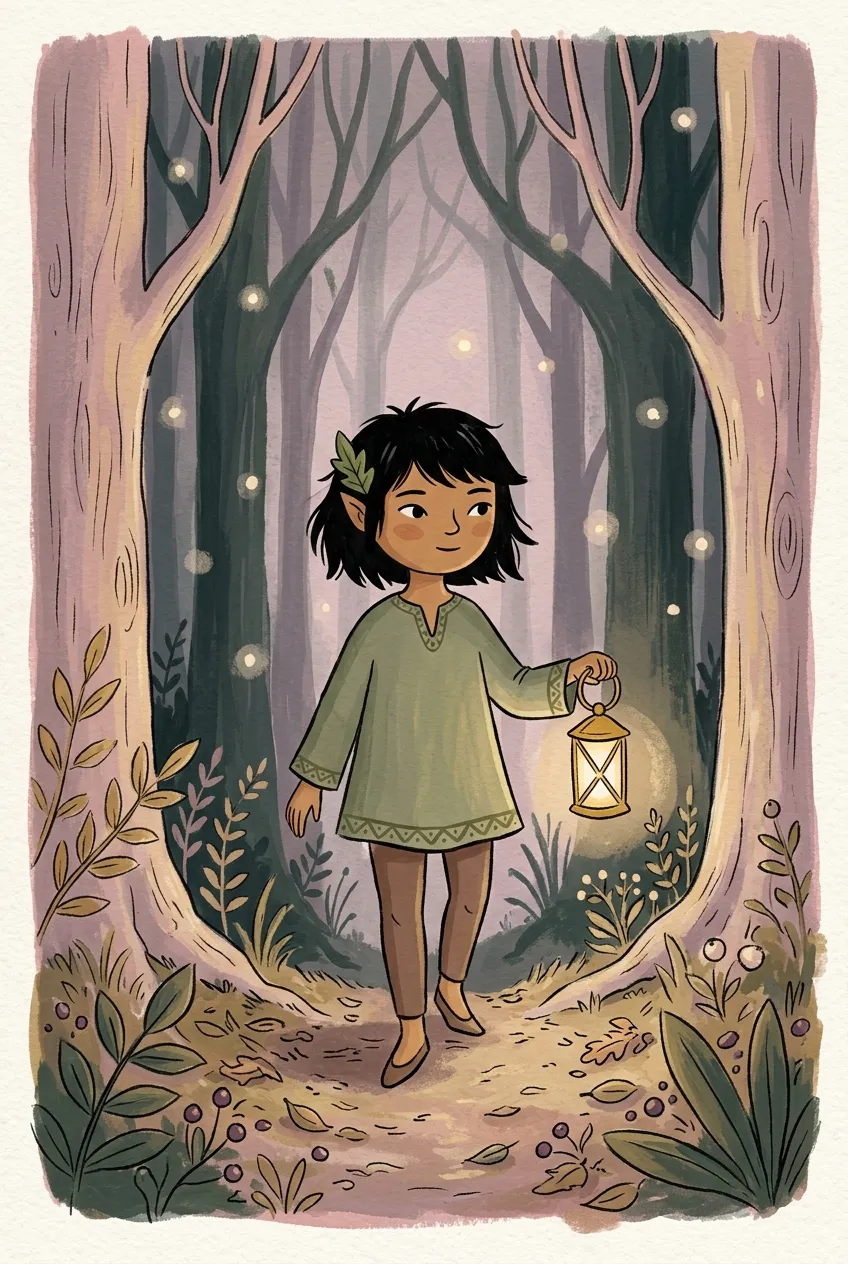 Forest Sprite with Lantern Print