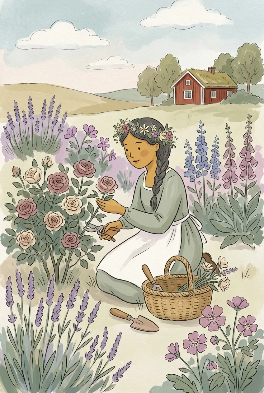 Flower Garden Girl Print