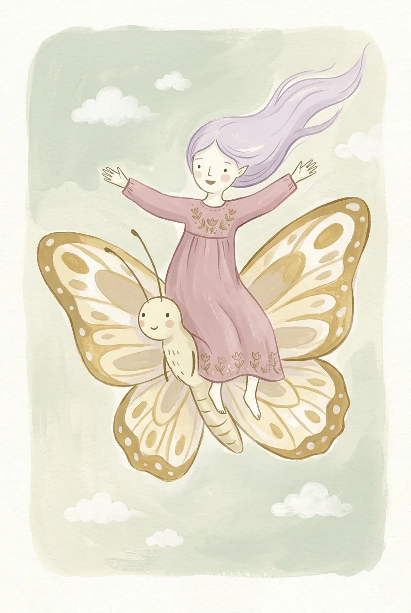 Fairy Riding Butterfly Print