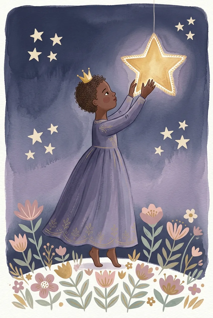 Little Princess Reaching for the Star Print