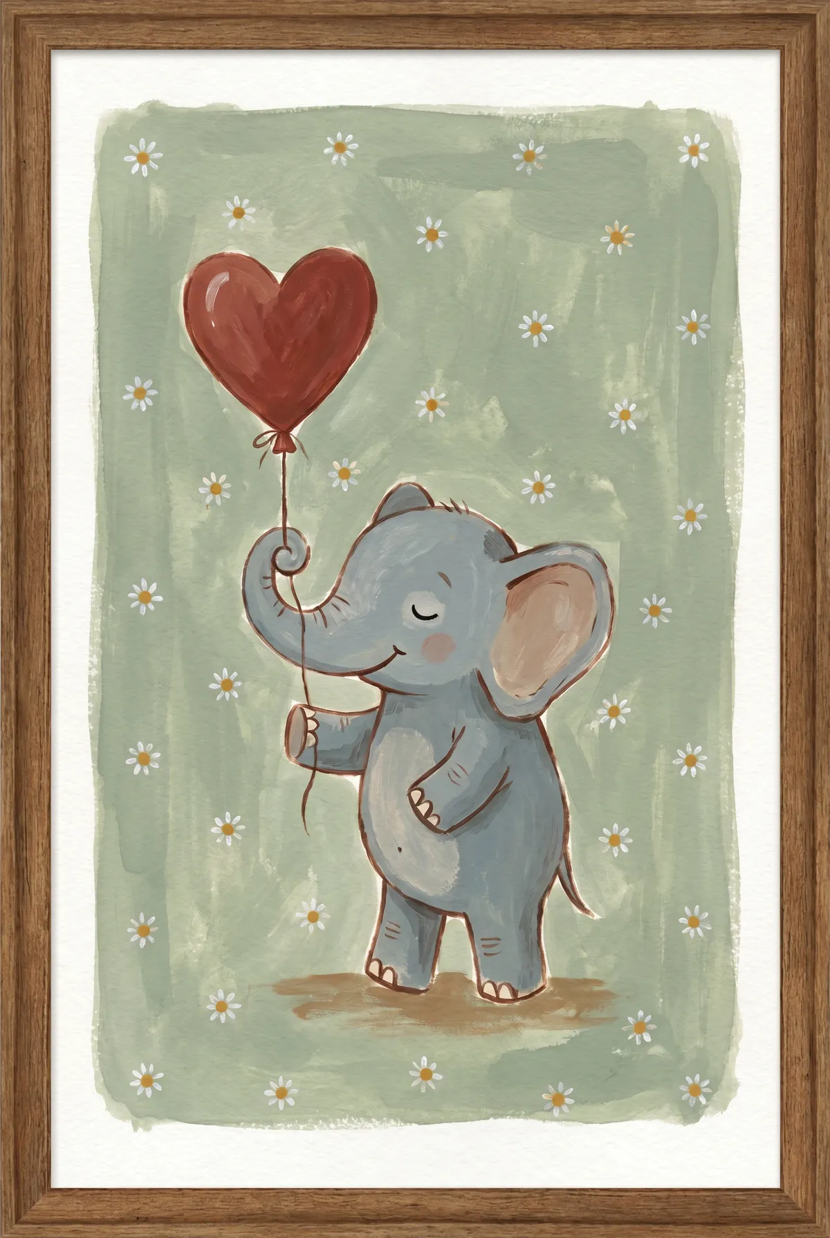 Baby Elephant Heart Balloon Print