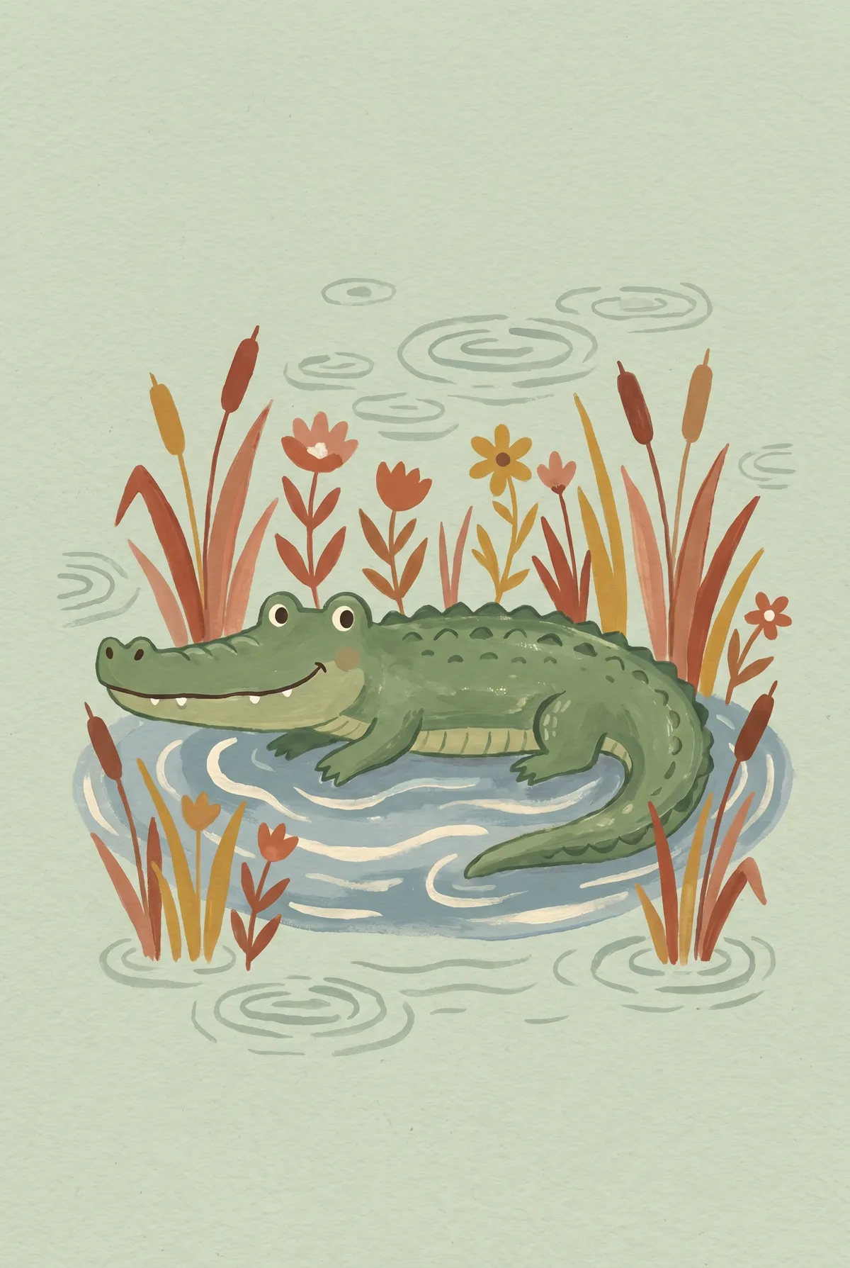 Smiling Crocodile Print