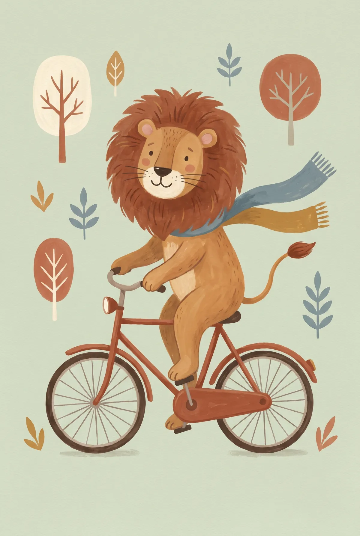 Lion on Bicycle Print