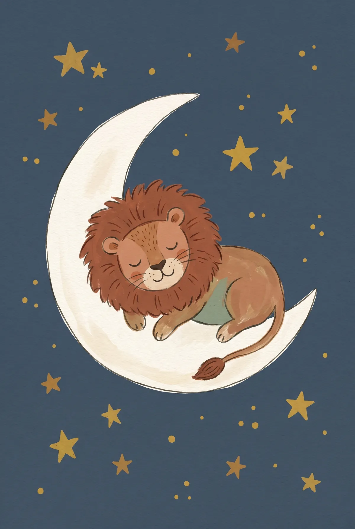 Sleeping Lion Moon Print