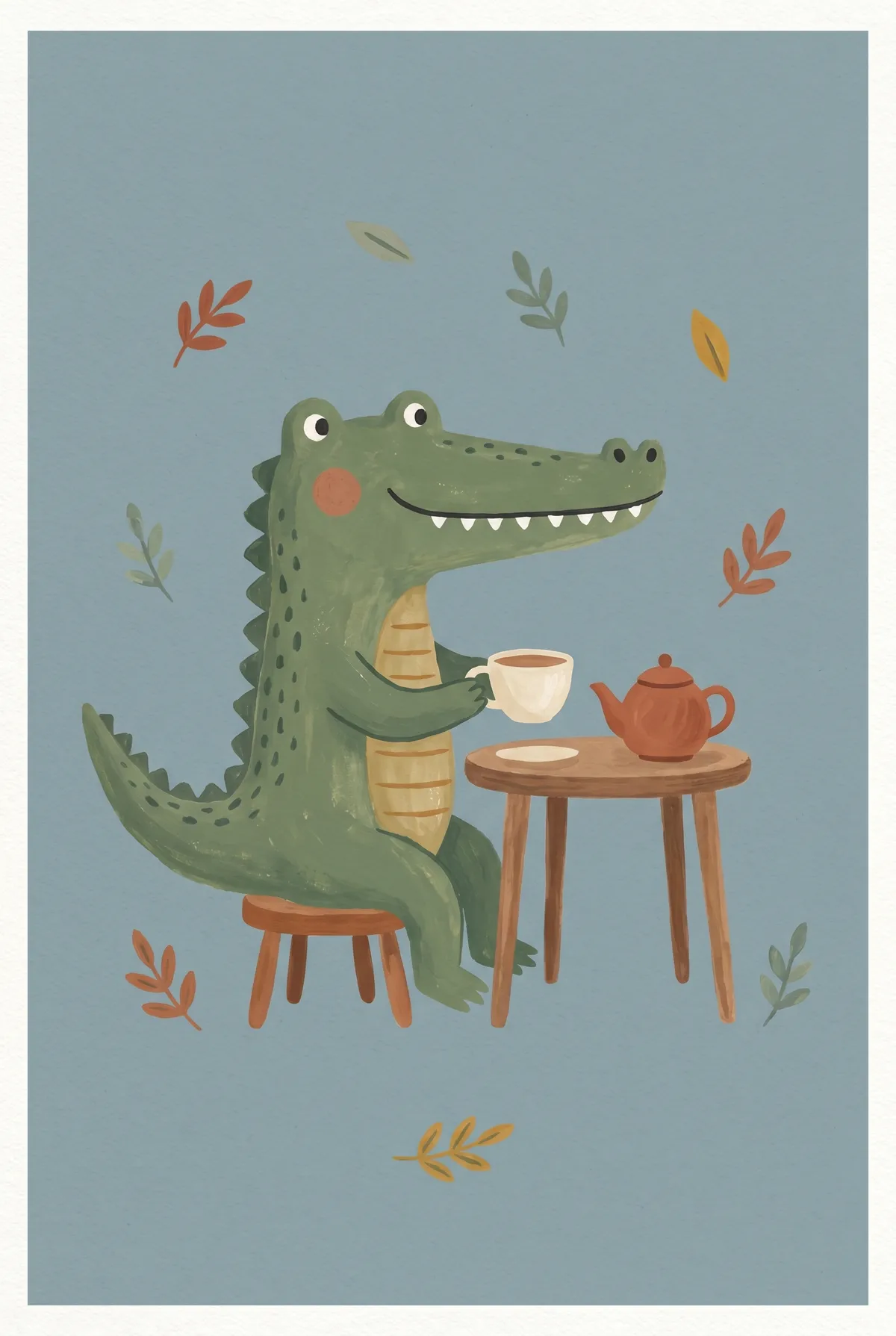 Crocodile Tea Party Print