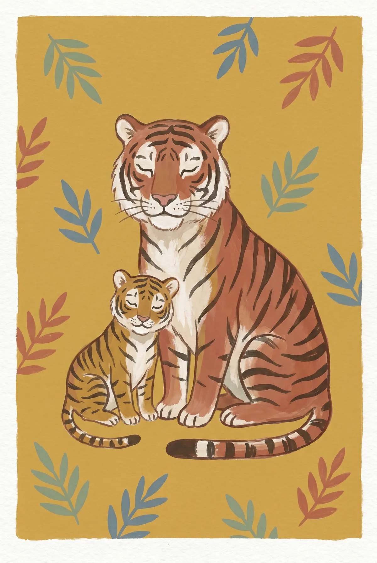 Mama Tiger and Cub Print
