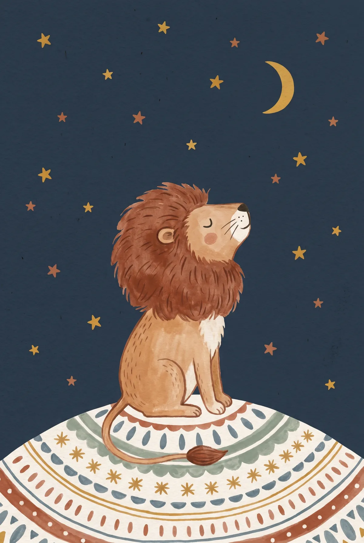 Lion Under the Moon Print