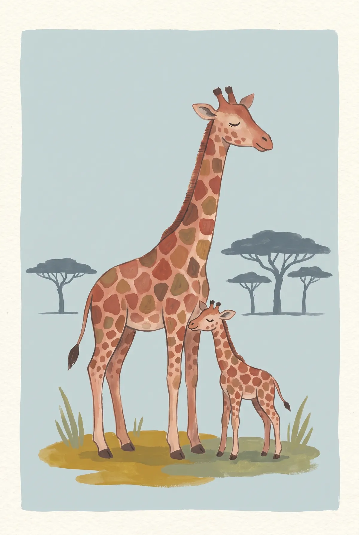 Mama and Baby Giraffe Print