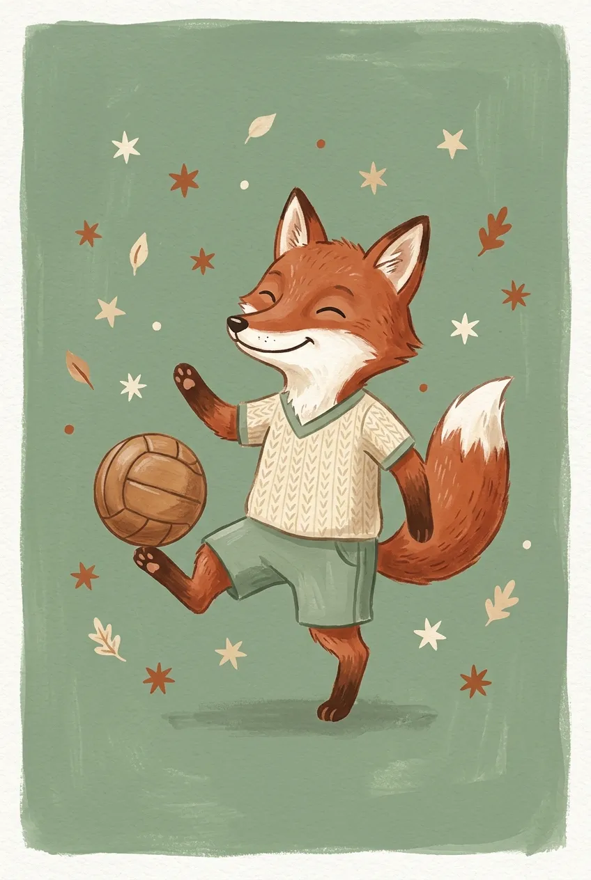 Fox Playing Football Print