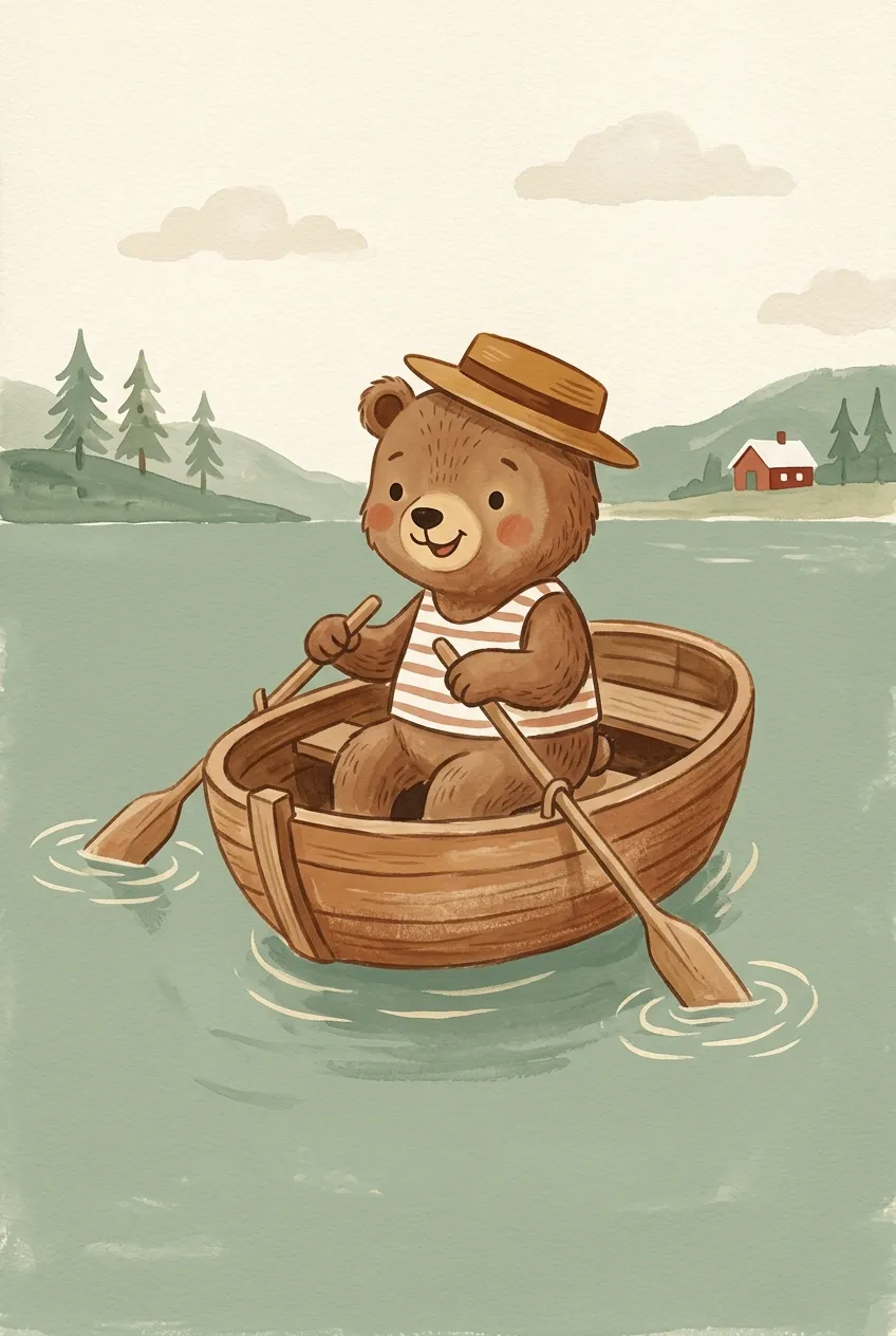 Bear Rowing Boat Print
