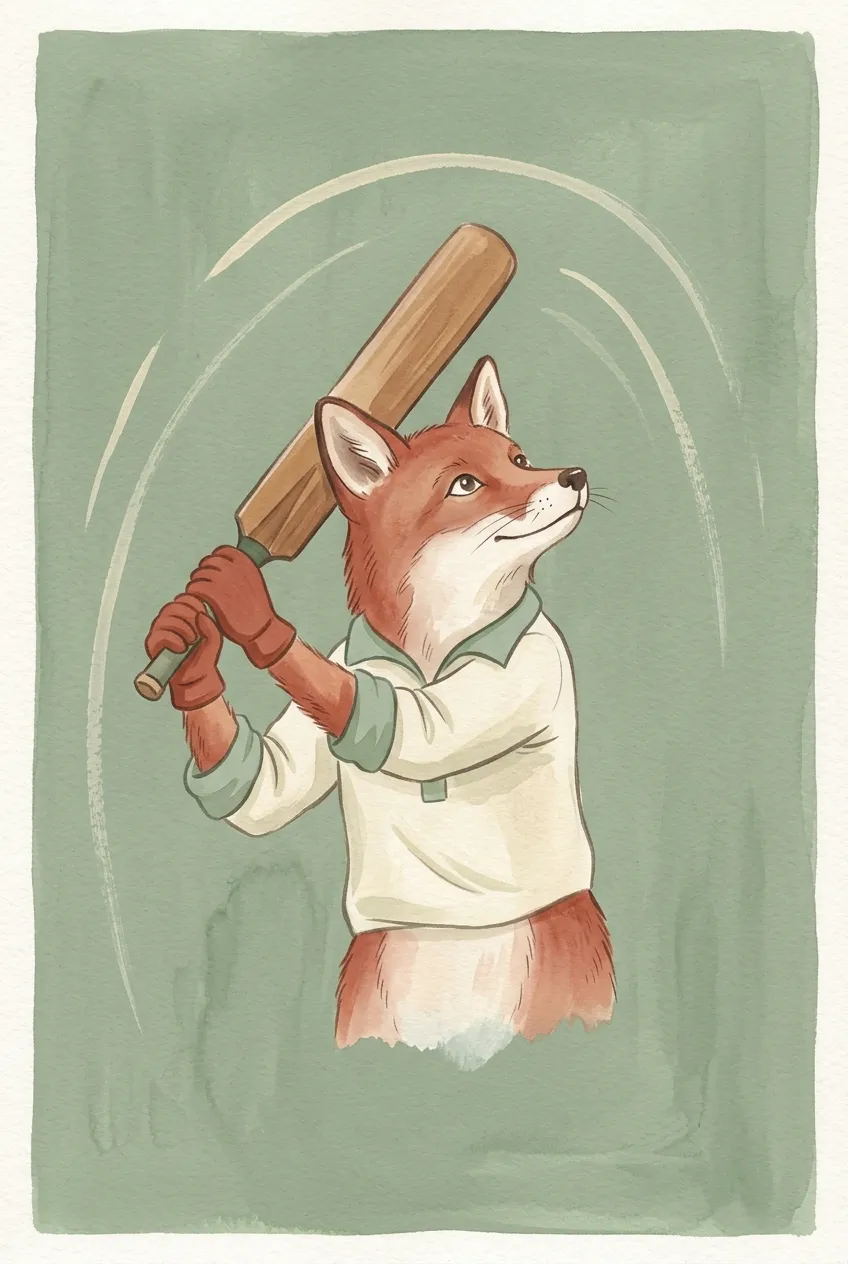 Fox Cricket Player Print