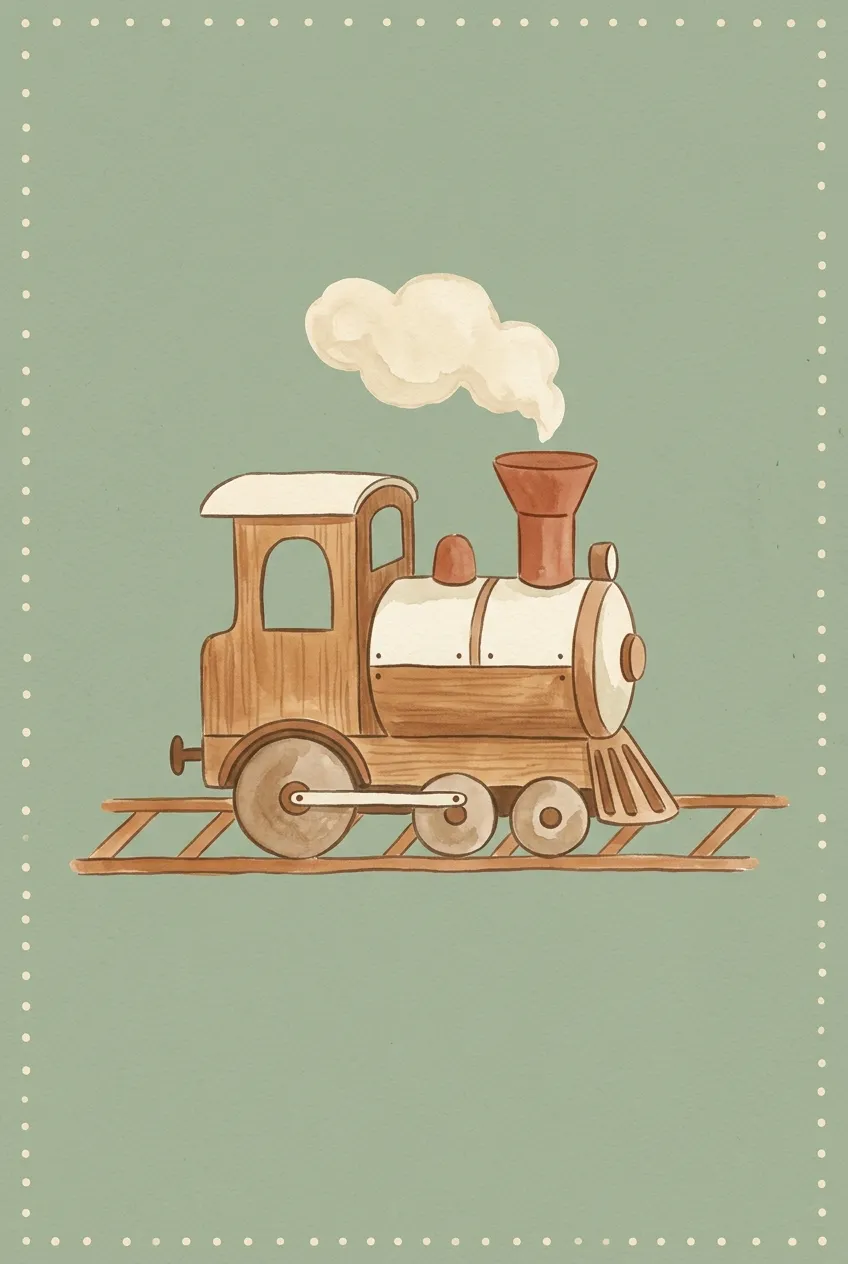Vintage Wooden Train Print