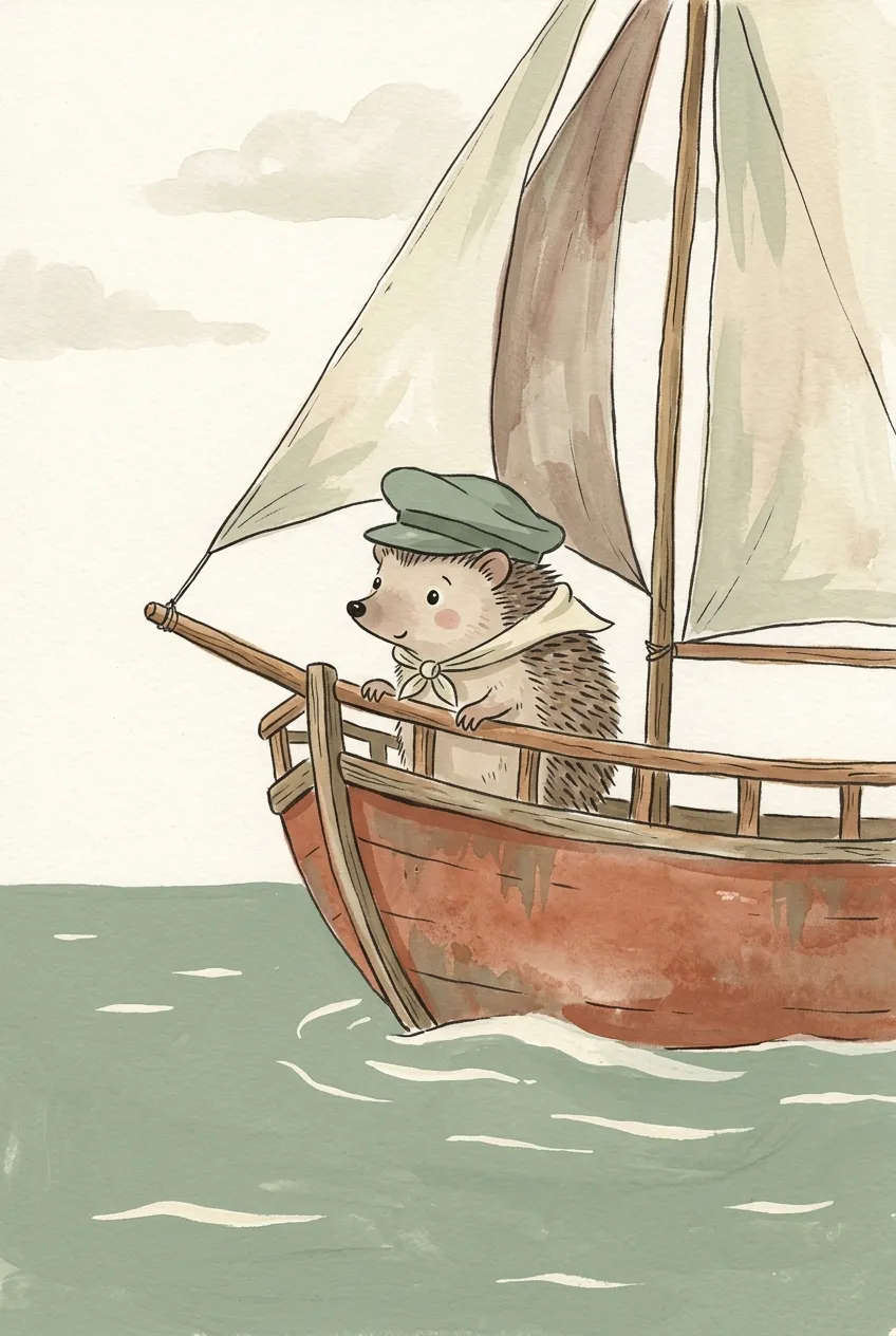 Hedgehog Sailboat Print