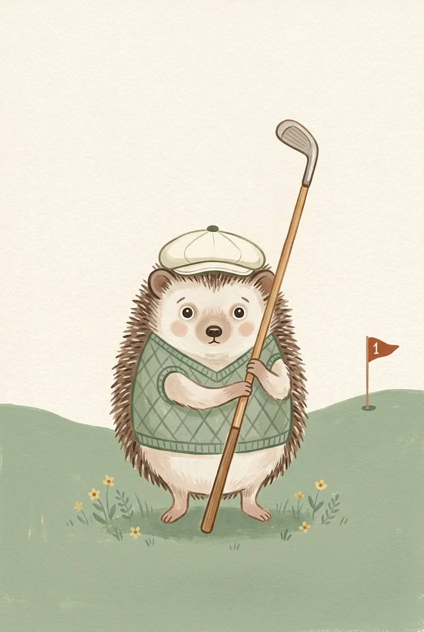 Hedgehog Golfer Print
