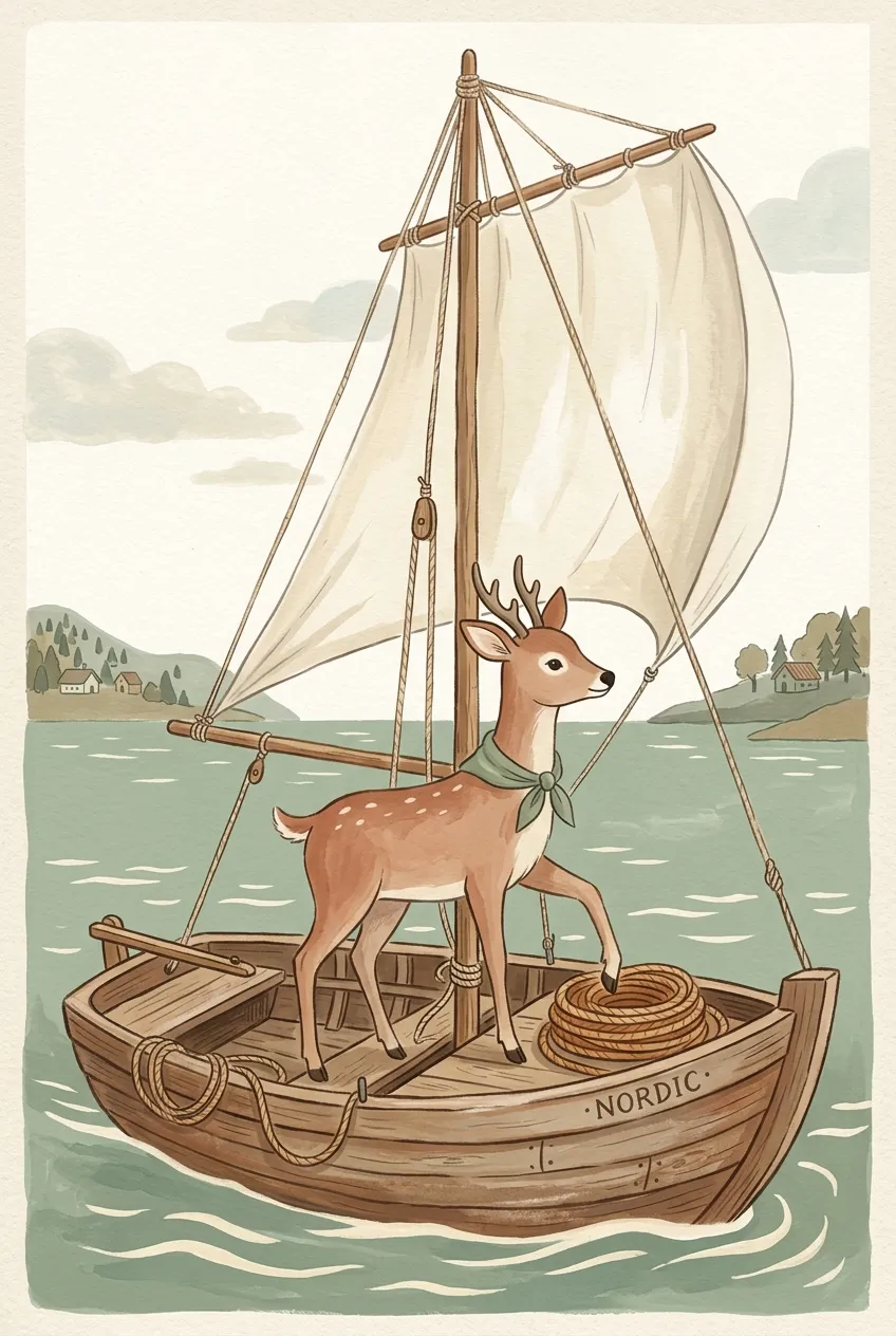 Deer Sailboat Print