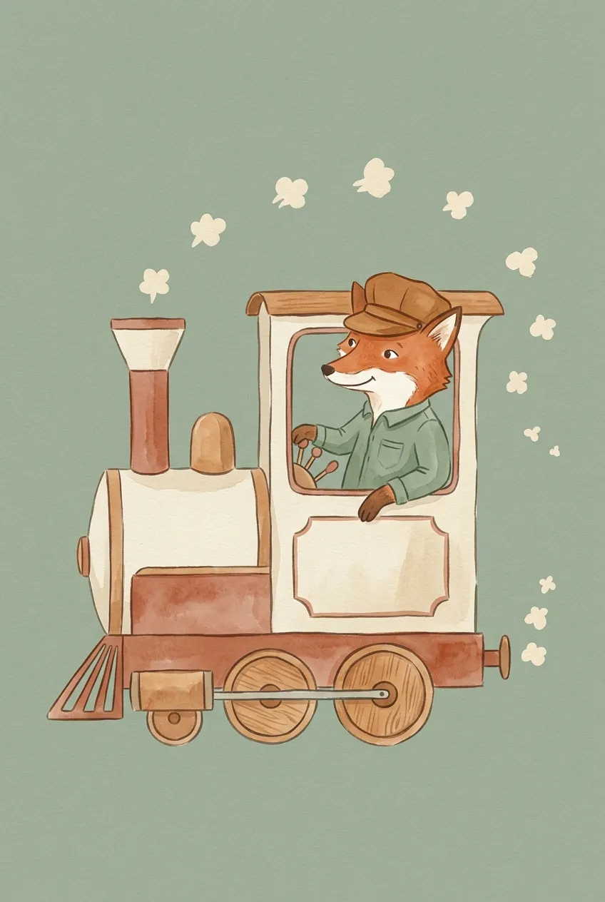 Fox Conductor Train Print