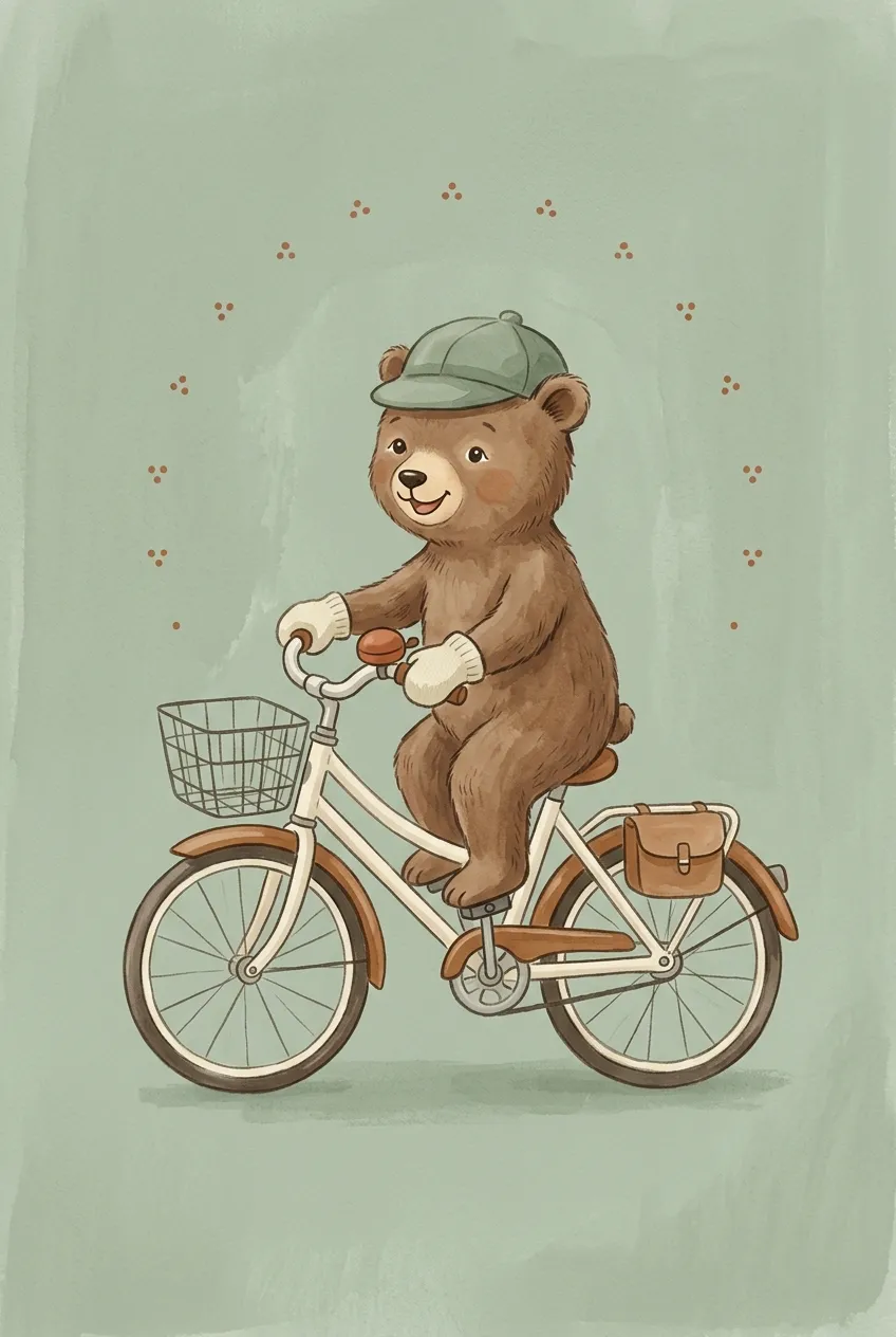 Bear on Bicycle Print