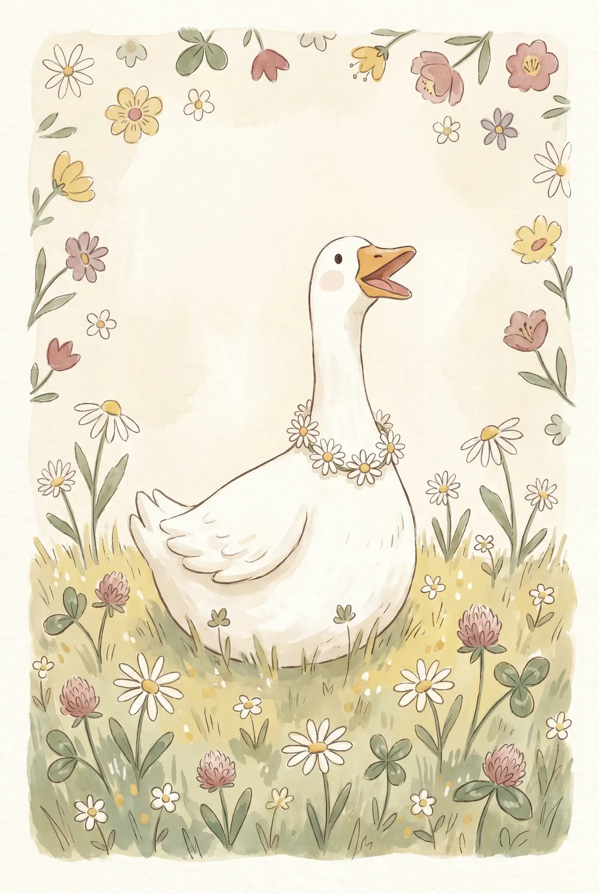Goose with Daisy Chain Print