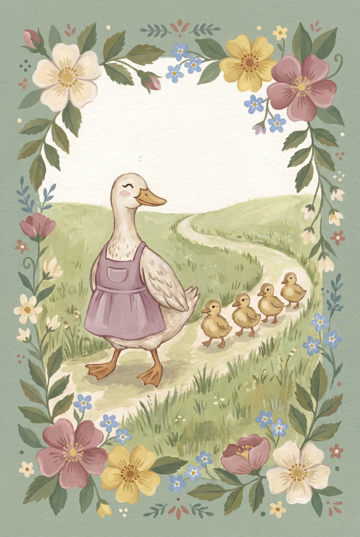Mama Duck and Ducklings Print