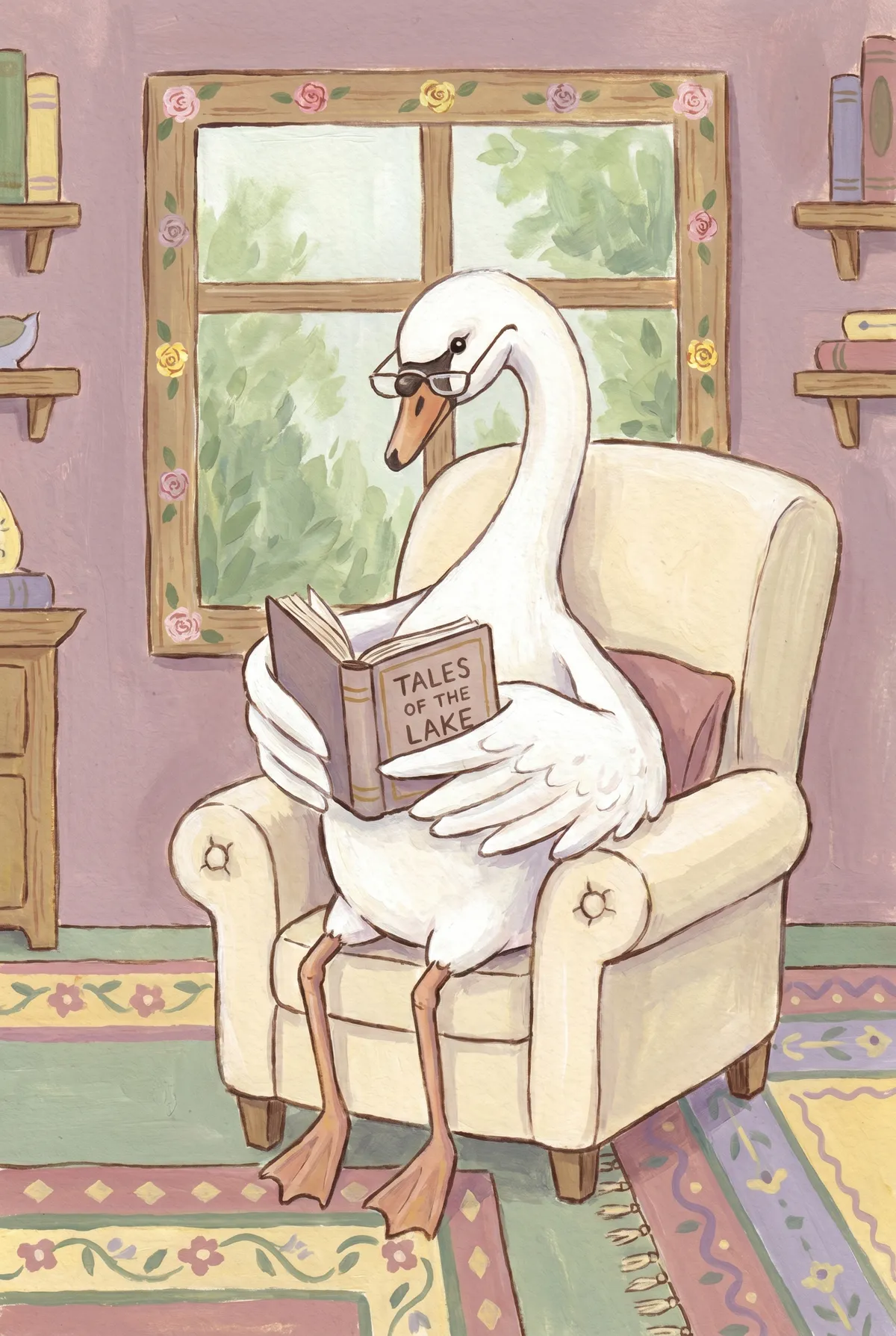 Swan Reading Print